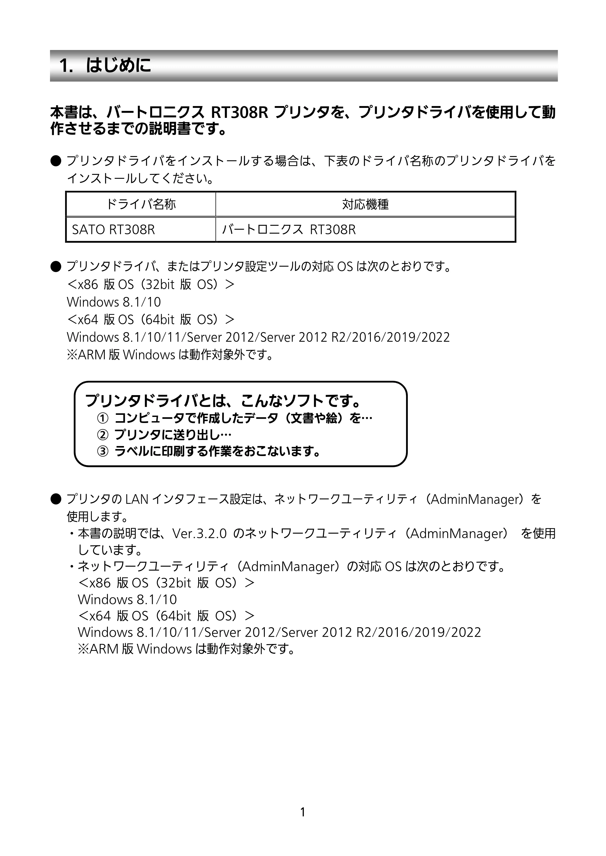 サトー RT308R セットアップガイド（第5版） — 1．はじめに — 原本ページ — 2ページ