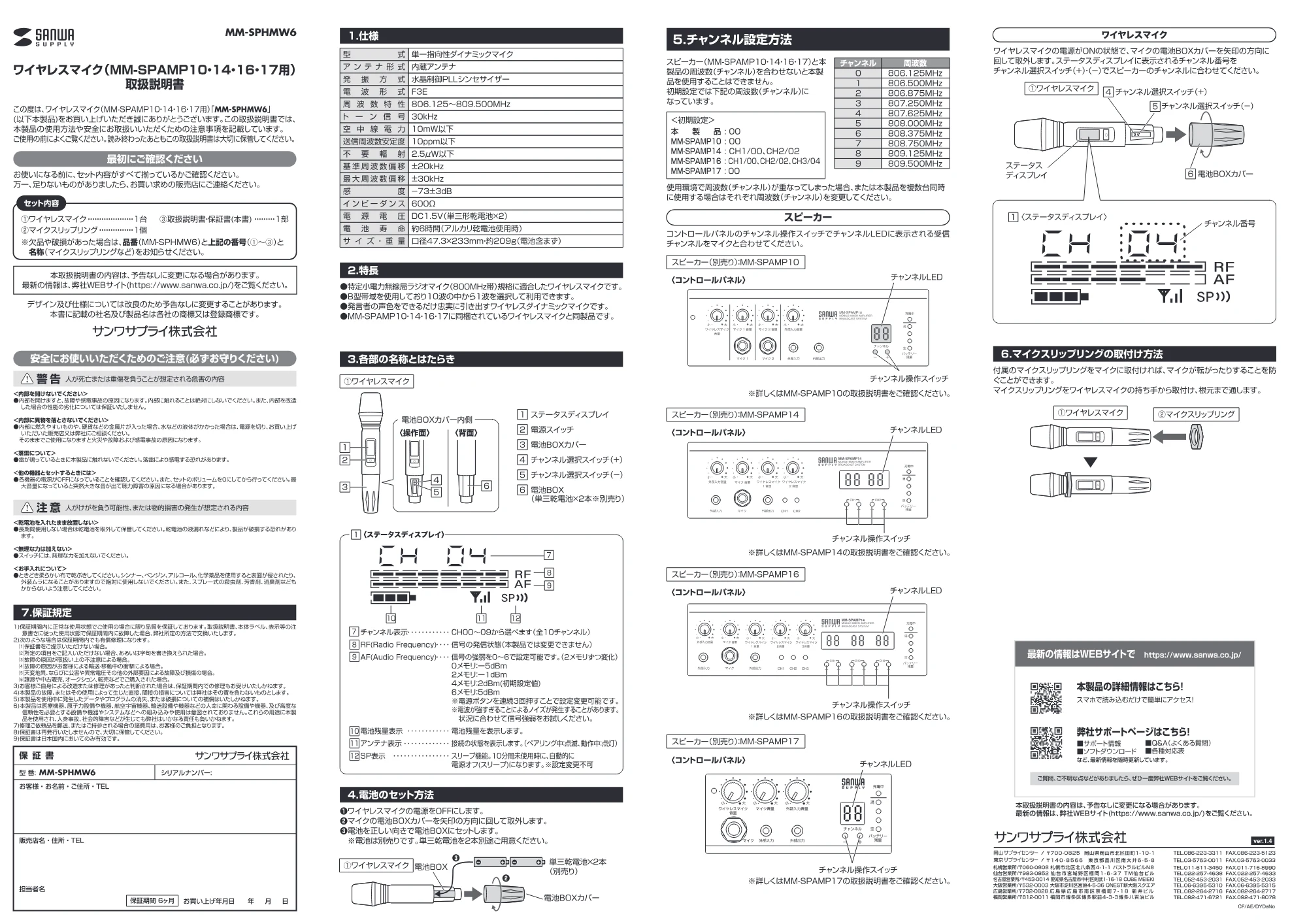 サンワサプライ MM-SPHMW6 取扱説明書 — 原本ページ — 1ページ