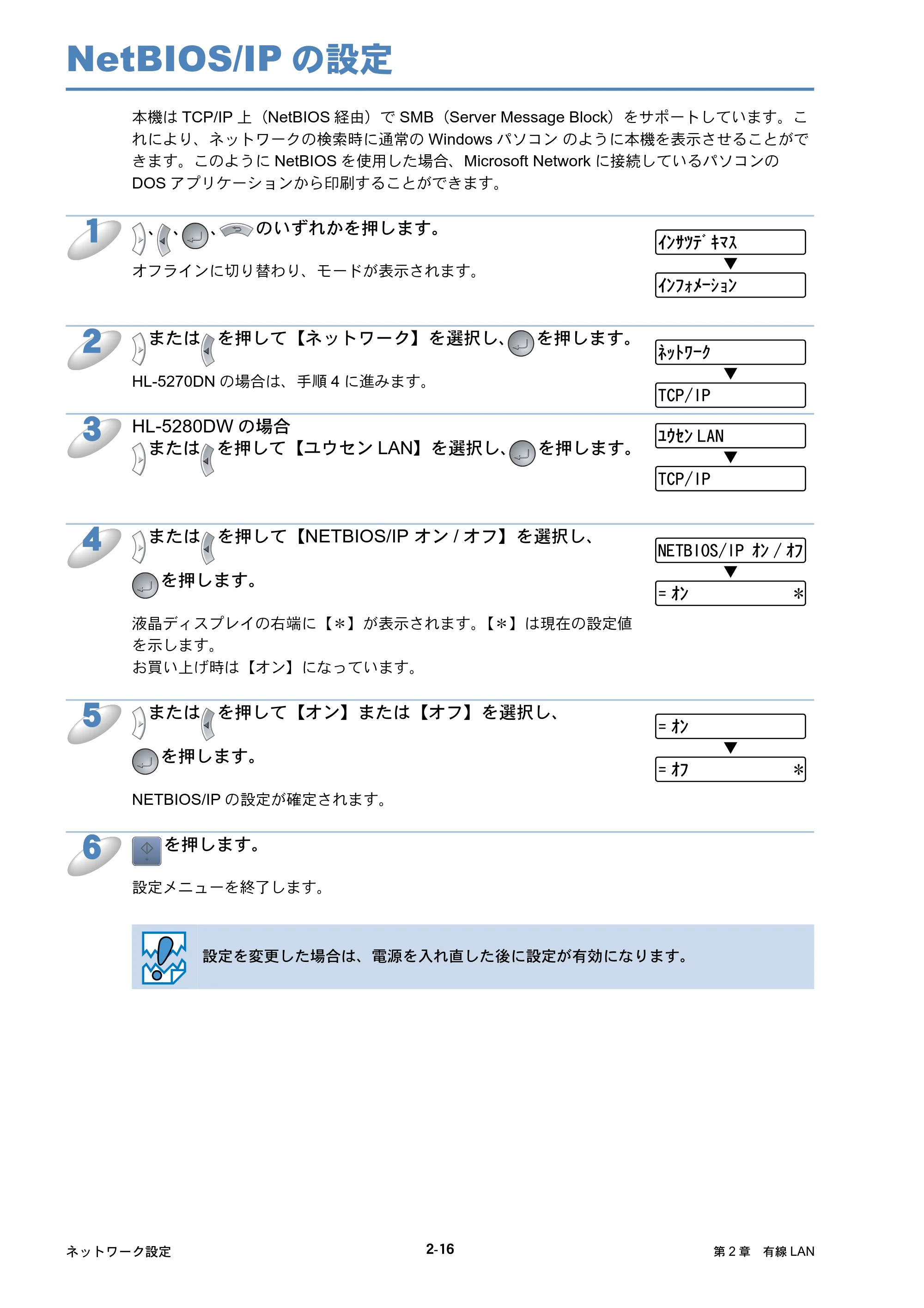 ブラザー HL-5250DN / HL-5270DN / HL-5280DW ネットワーク取扱説明書 — NetBIOS/IPの設定 — 原本ページ — 38ページ