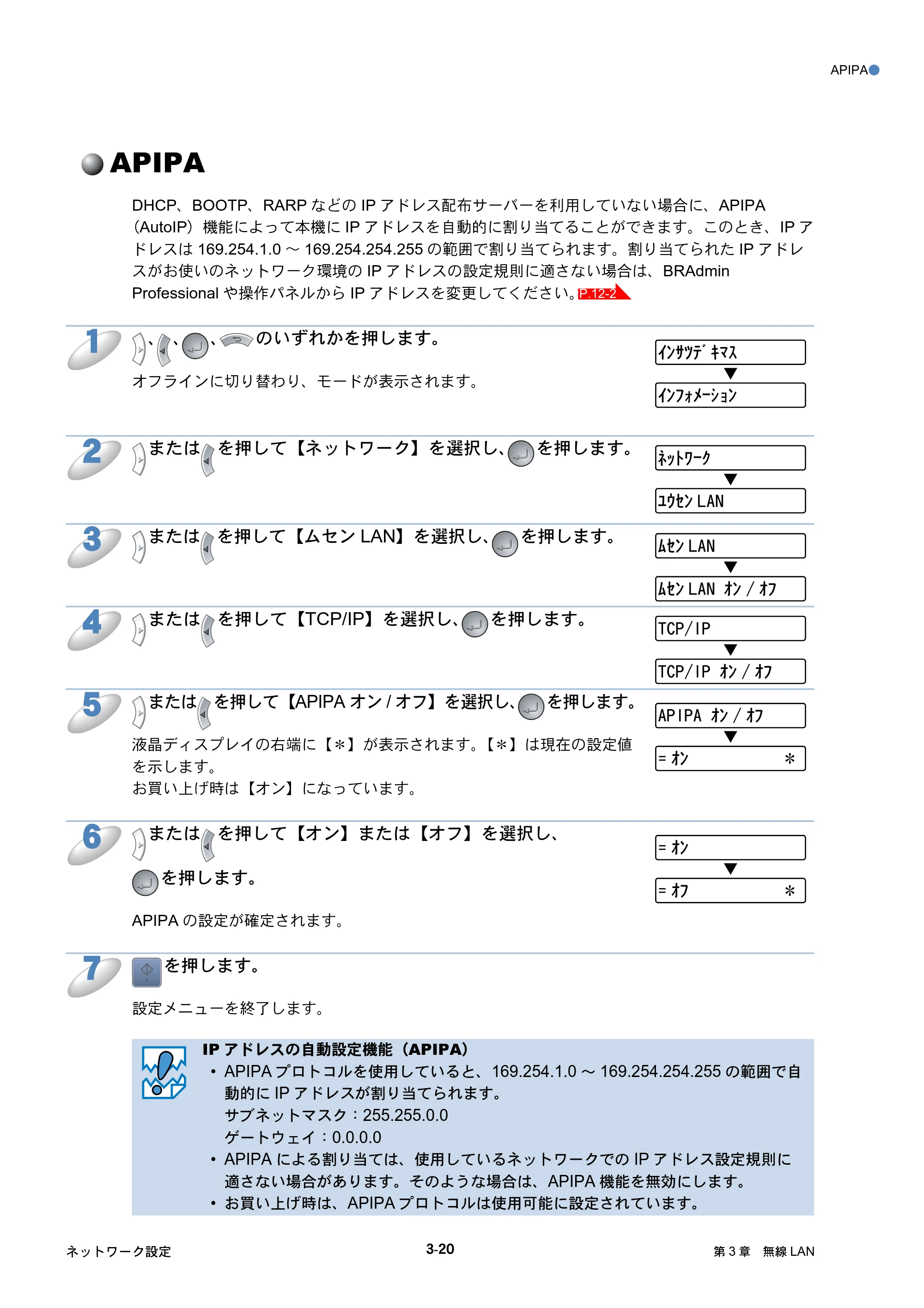 ブラザー HL-5250DN / HL-5270DN / HL-5280DW ネットワーク取扱説明書 — APIPA — 原本ページ — 62ページ