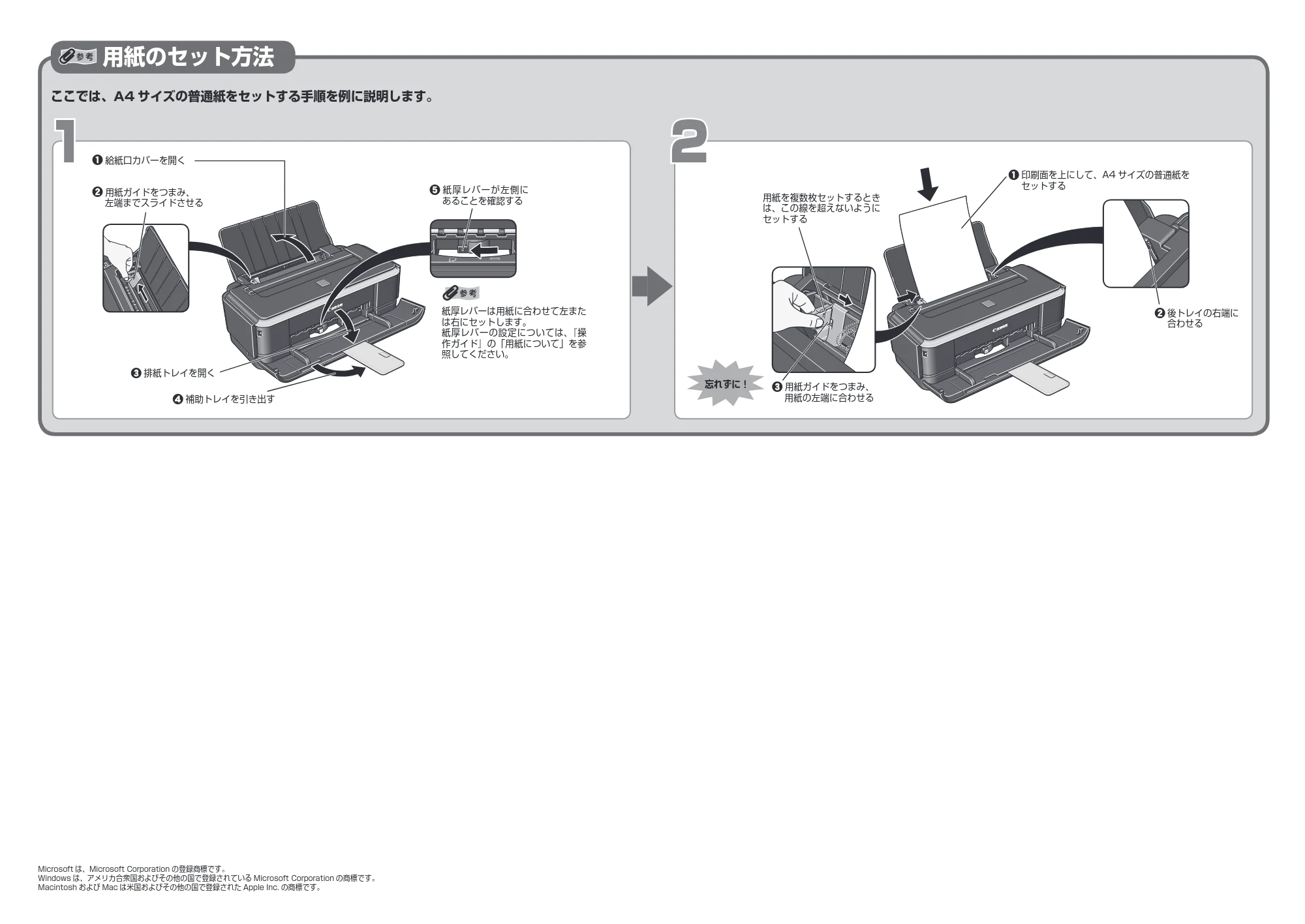キヤノン PIXUS iP2600 かんたんスタートガイド(本体設置編) (PDF形式/1.54Mバイト) — 原本ページ — 2ページ