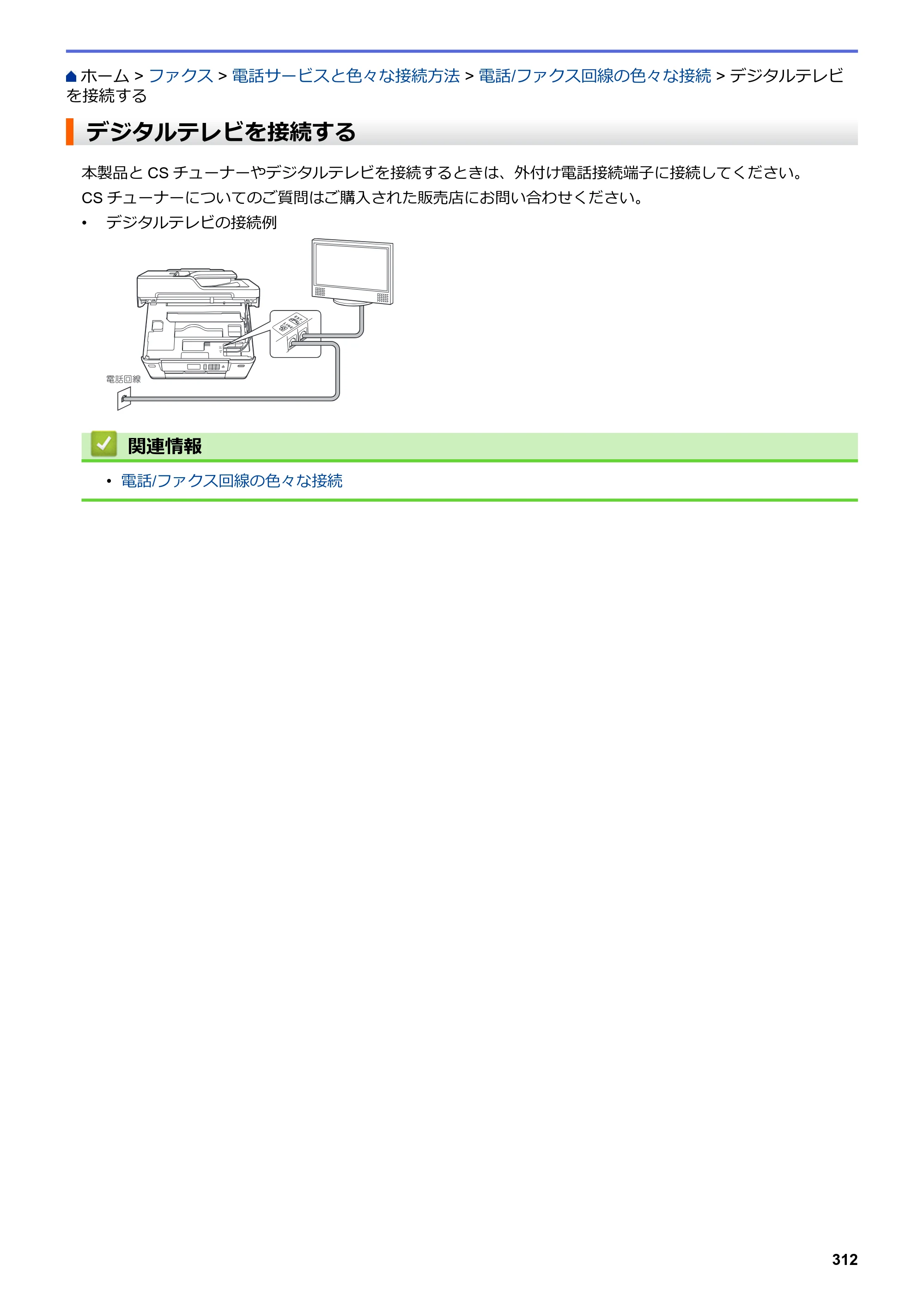 ブラザー MFC-J6583CDW / MFC-J6983CDW オンラインユーザーズガイド（印刷用） — デジタルテレビを接続する — 原本ページ — 319ページ