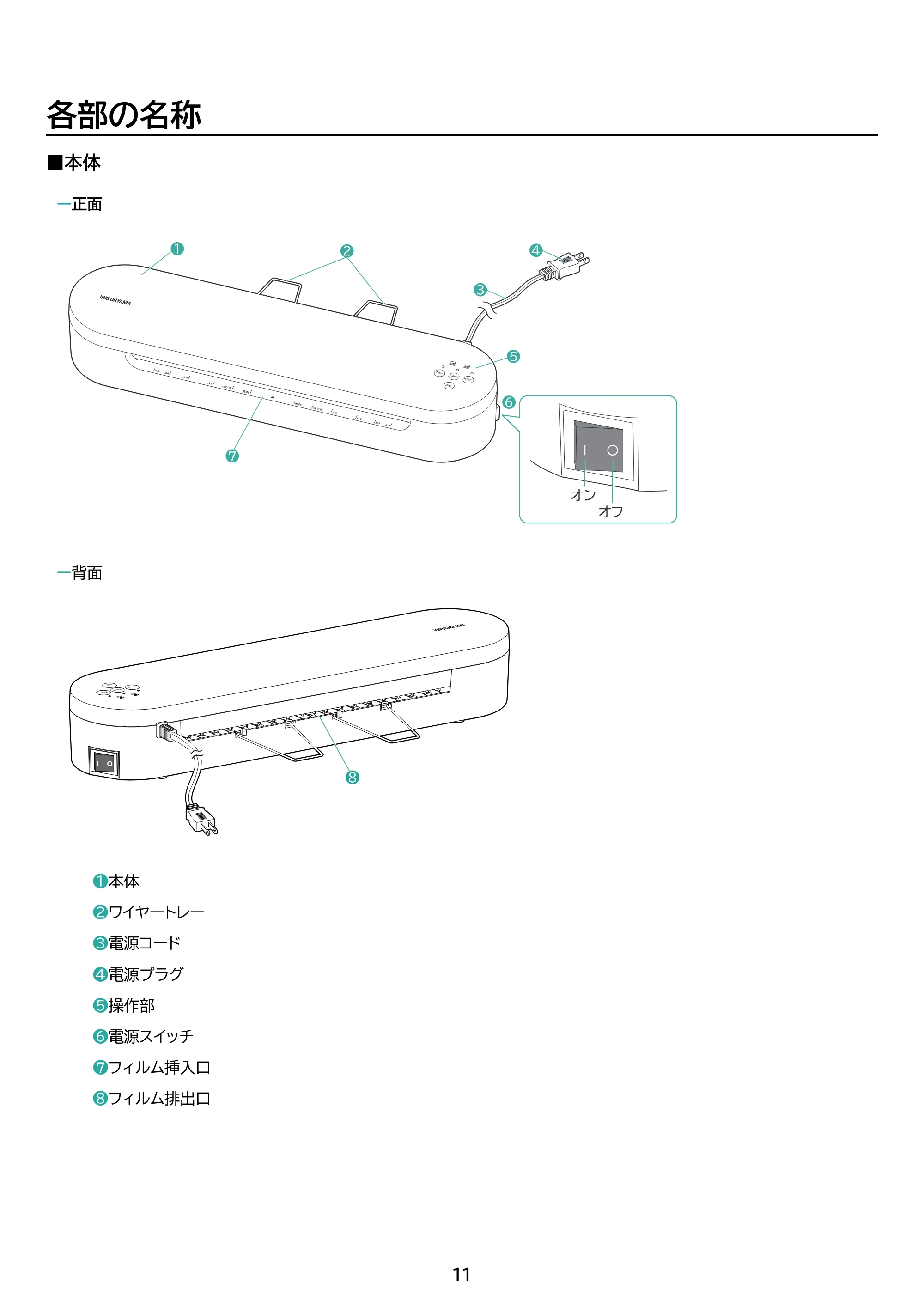 アイリスオーヤマ KHSL-A343 取扱説明書 — 原本ページ — 11ページ