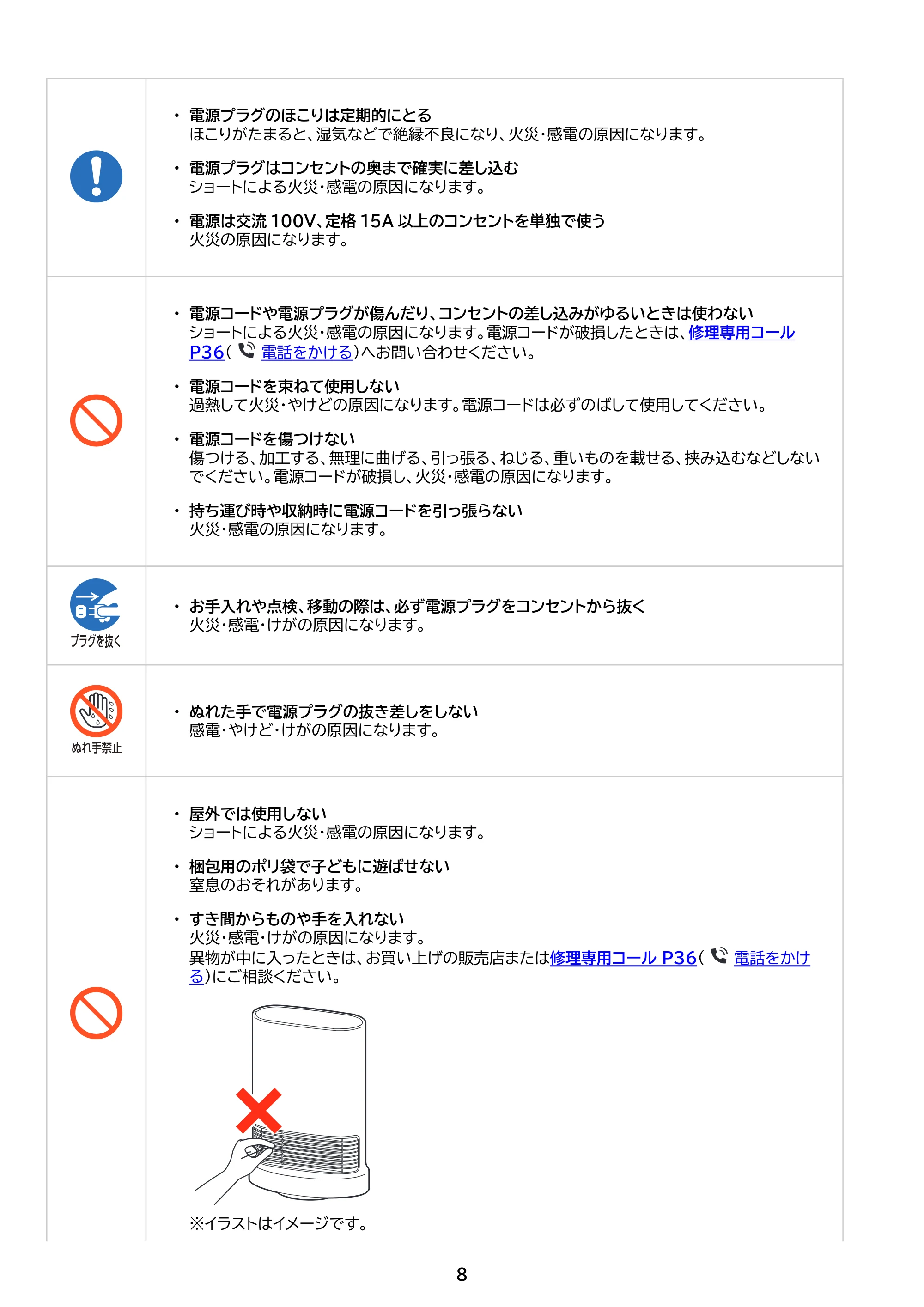 アイリスオーヤマ ACH-LW12A 取扱説明書 — 原本ページ — 8ページ