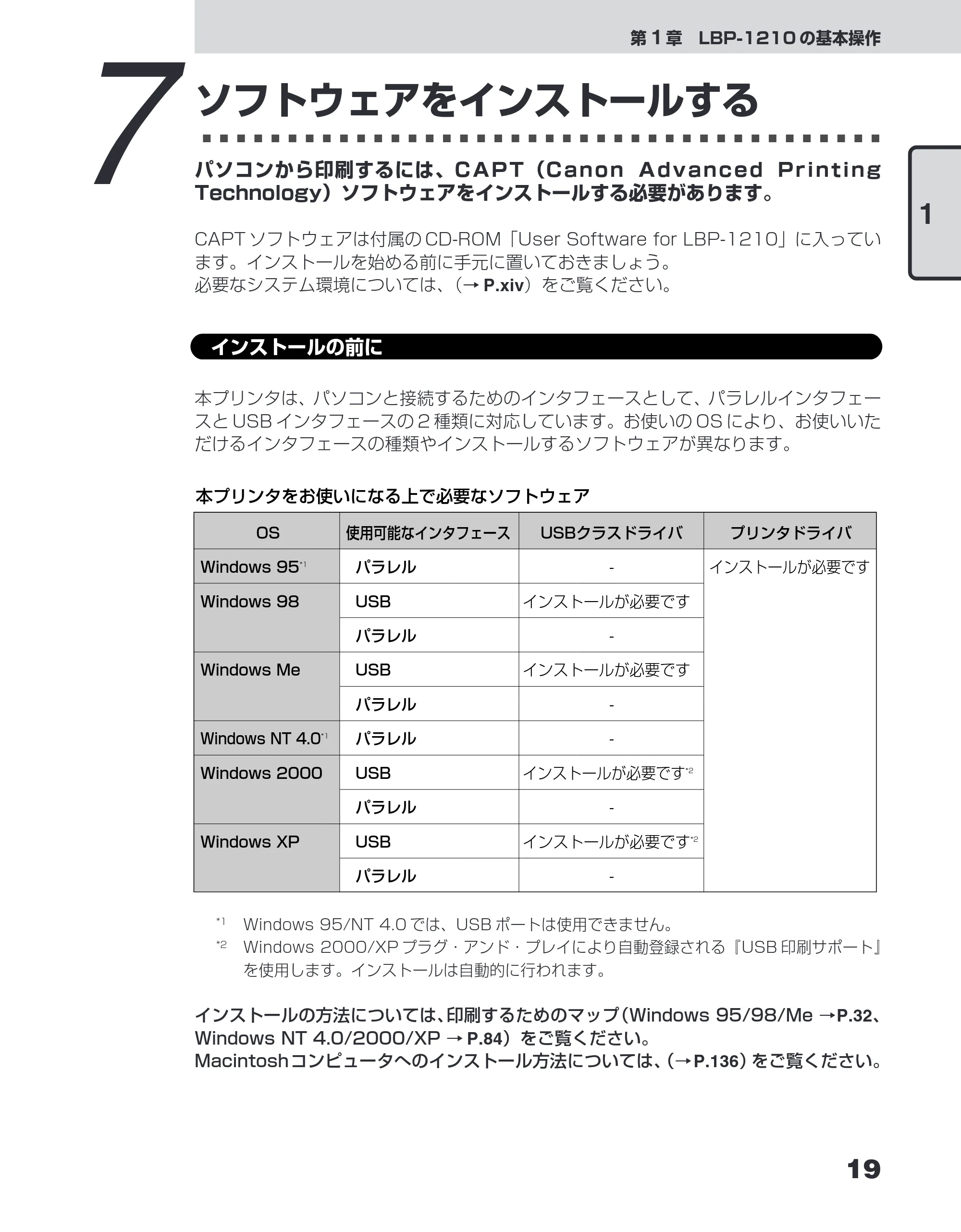 キヤノン LBP-1210 ユーザーズガイド （PDF形式／7.64Mバイト） — 7 ソフトウェアをインストールする — 原本ページ — 37ページ