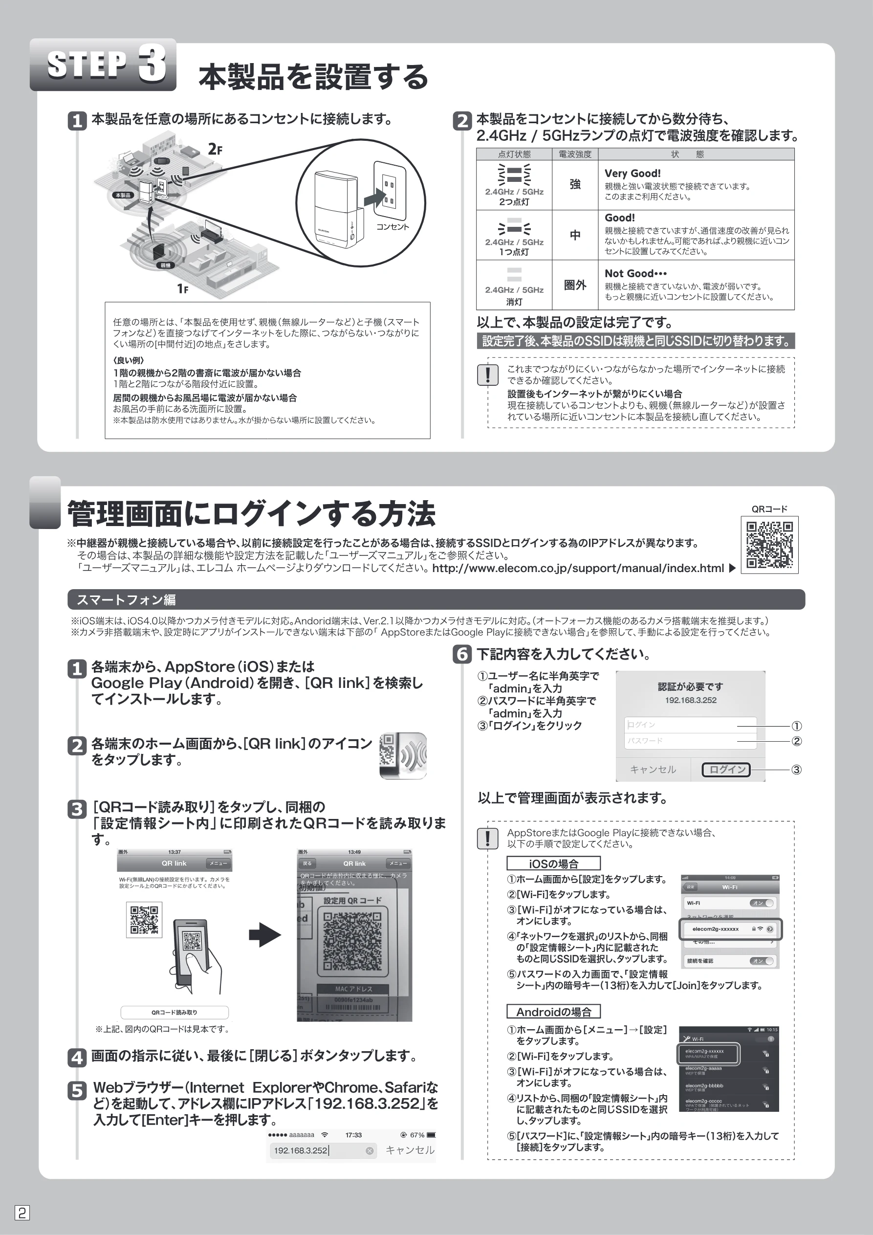 エレコム WTC-1167HWH 2.かんたんセットアップガイド — ‘nm om =) d y - — 図版 2-1 — 2ページ