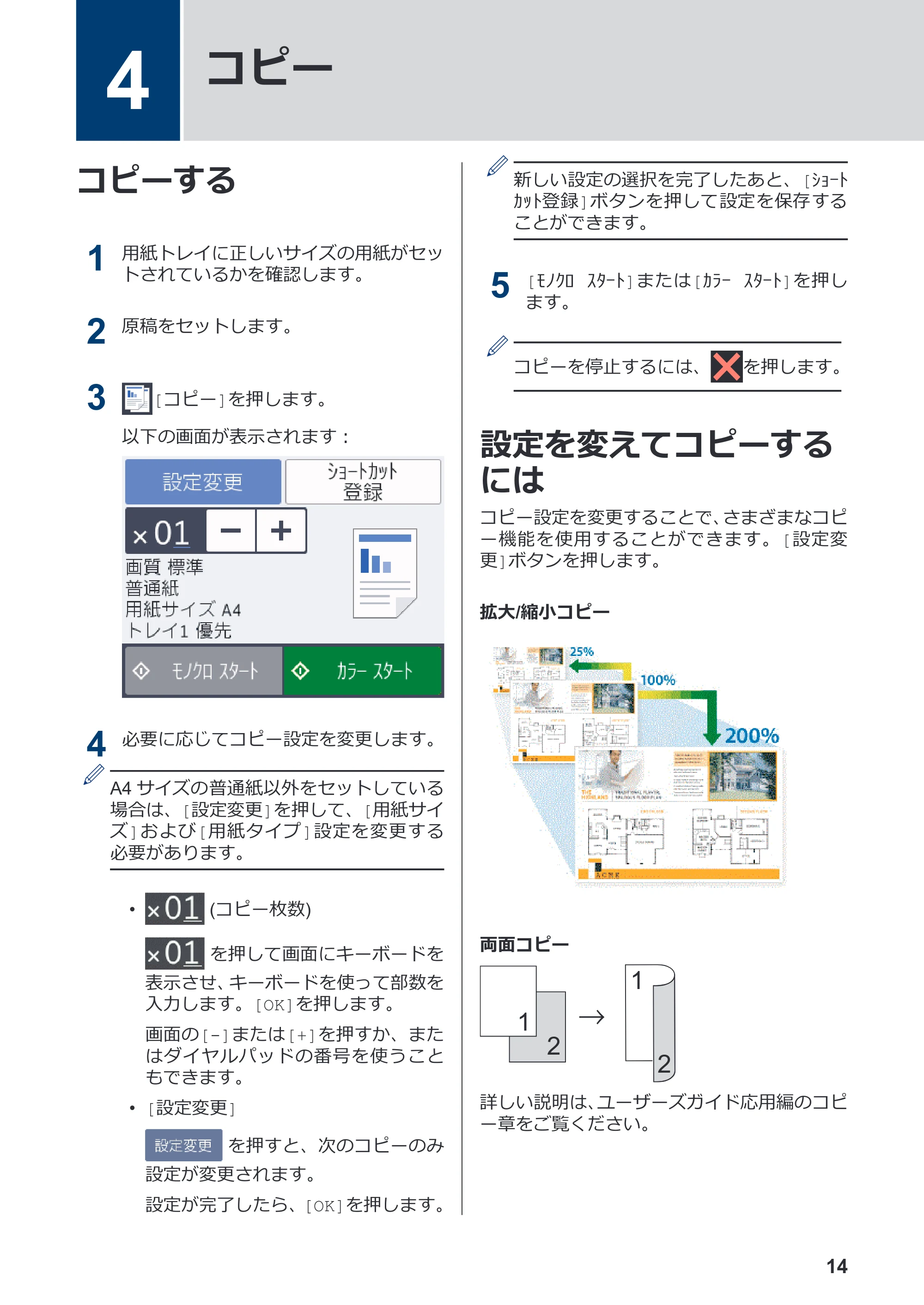 ブラザー MFC-J1605DN かんたん操作ガイド — 4 コピー — 原本ページ — 20ページ