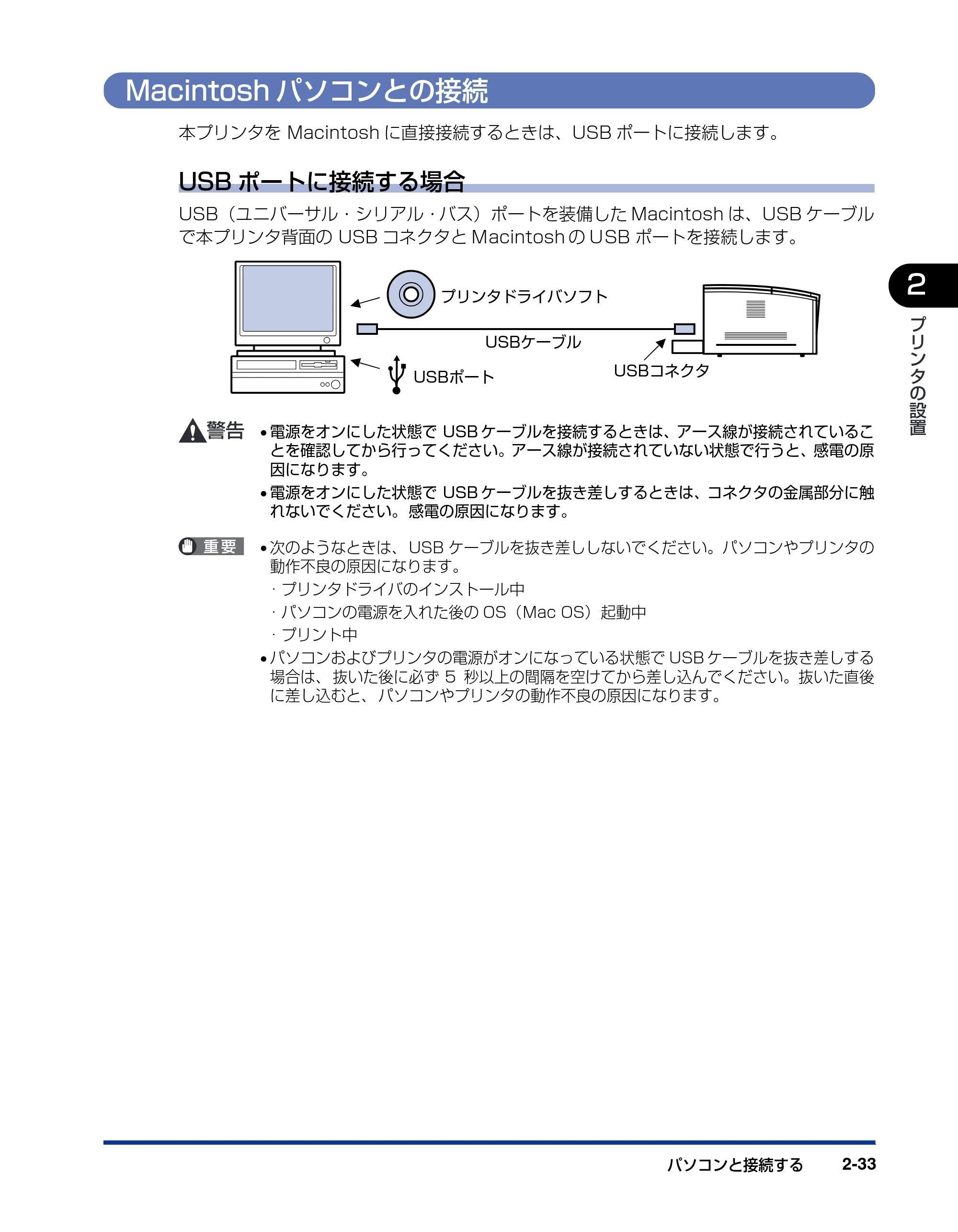 キヤノン LBP-1820/1620 設置ガイド 2006年5月25日更新 （PDF形式／3.57Mバイト） — Macintoshパソコンとの接続 — 原本ページ — 63ページ