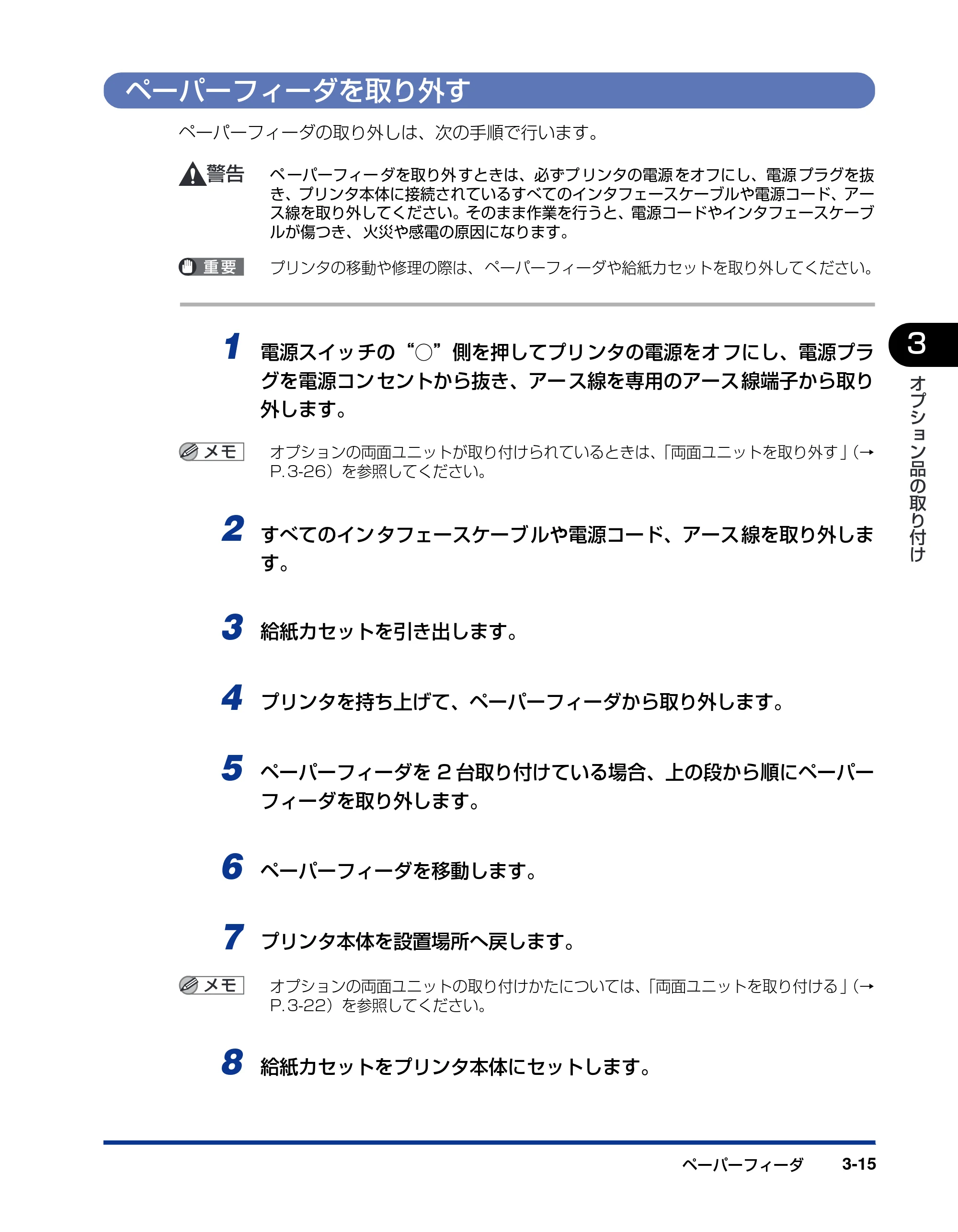 キヤノン LBP-1820/1620 設置ガイド 2006年5月25日更新 （PDF形式／3.57Mバイト） — ペーパーフィーダを取り外す — 原本ページ — 87ページ