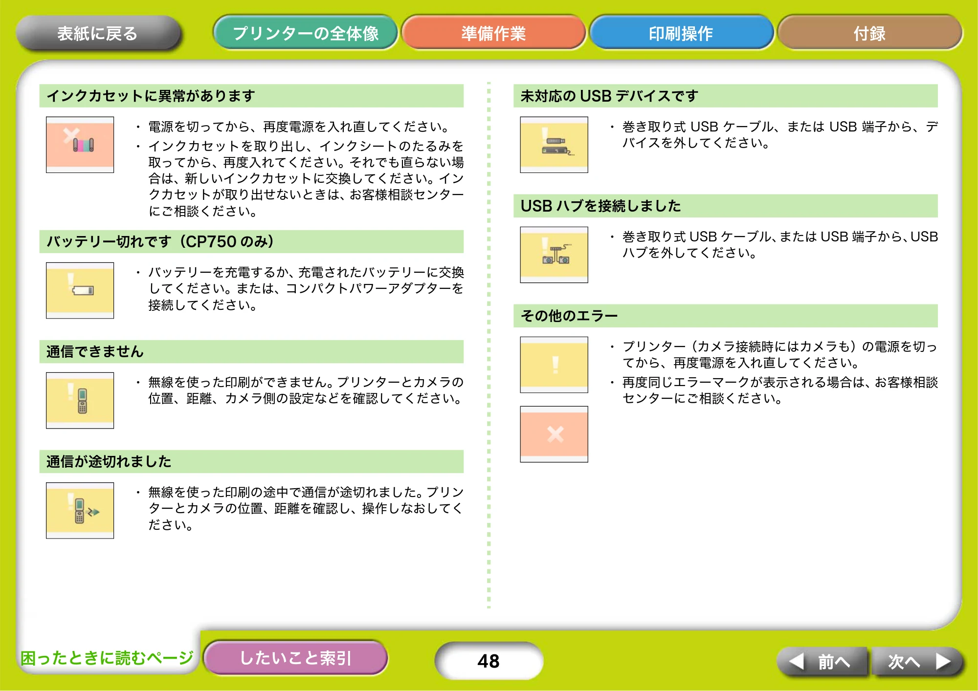 キヤノン SELPHY CP750/CP740 プリンターユーザーガイド （PDF形式／3.89Mバイト） — 原本ページ — 48ページ