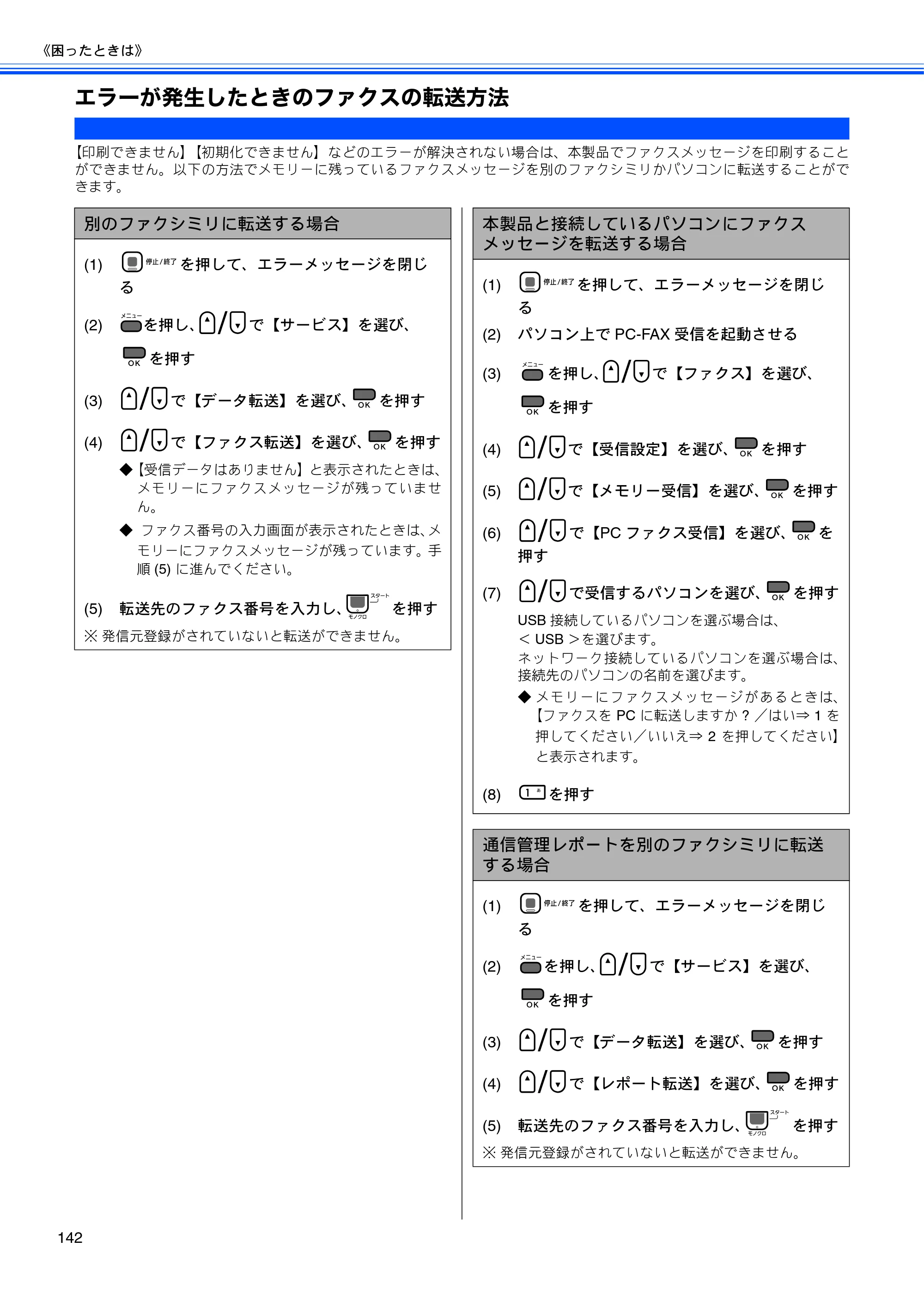 ブラザー MFC-490CN 取扱説明書（本体） — エラーが発生したときのファクスの転送方法 — 原本ページ — 144ページ