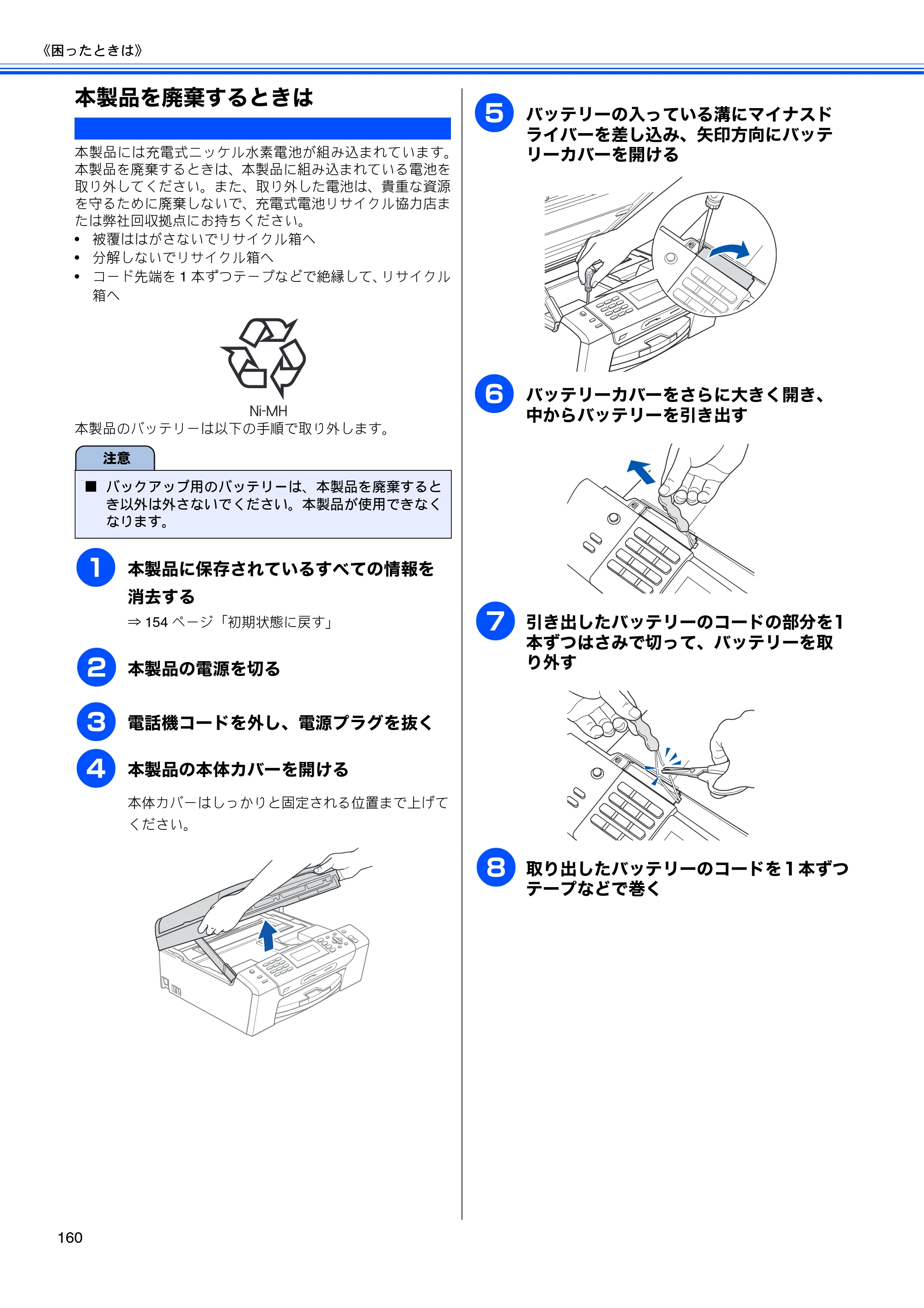 ブラザー MFC-490CN 取扱説明書（本体） — 本製品を廃棄するときは — 原本ページ — 162ページ