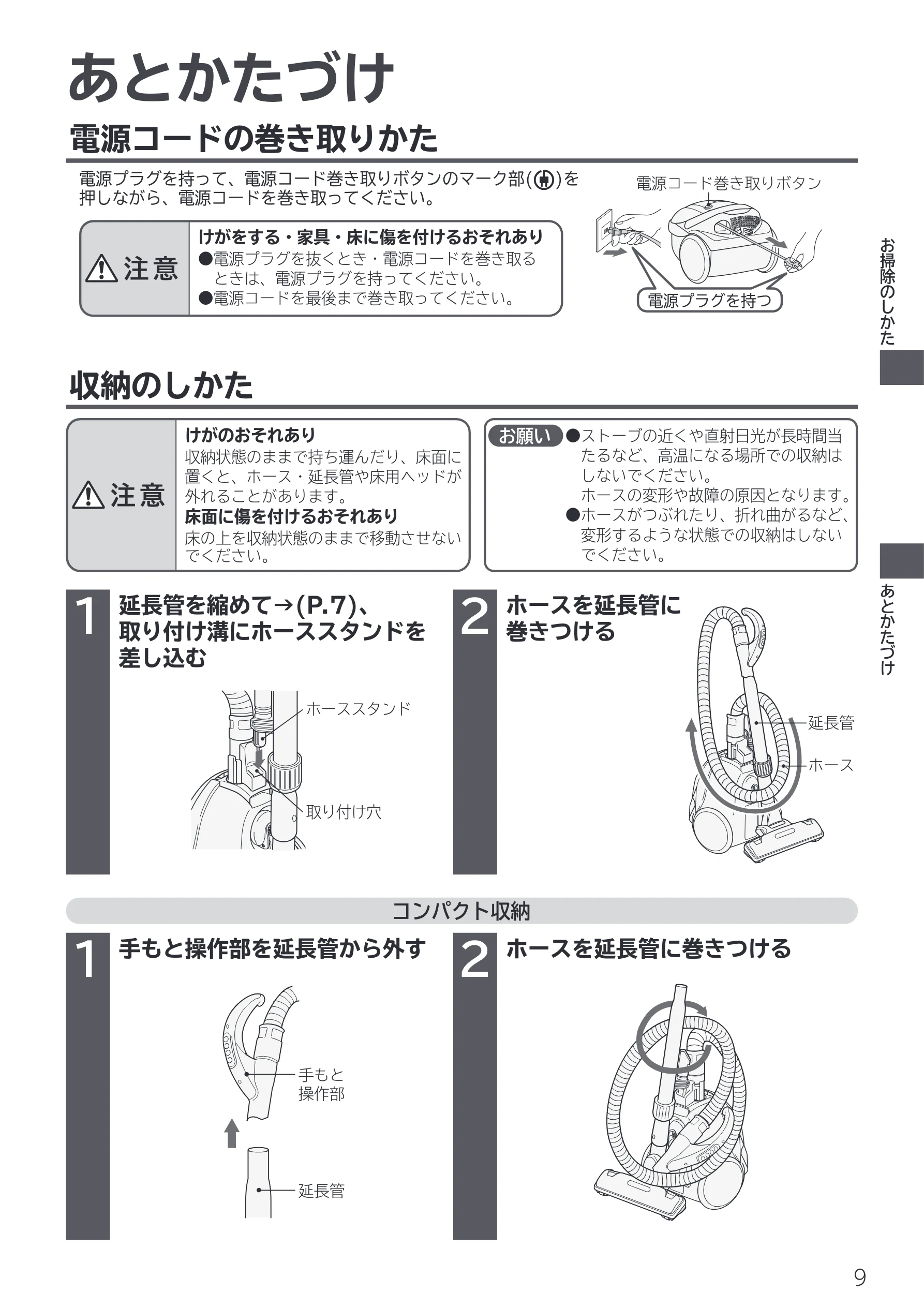 日立 CV-F500 取扱説明書 — あとかたづけ — 図版 9-1 — 9ページ
