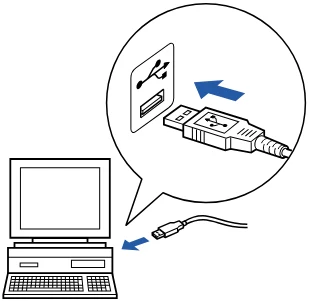 ブラザー DCP-110C かんたん設置ガイド — パソコンにケーブル接続の画面が表示 されたら、本機とパソコンをUSB ケーブルで接続する — 図版 22-3 — 22ページ