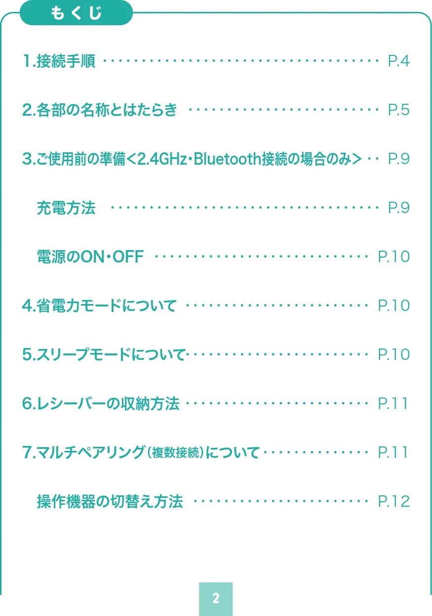 サンワサプライ 400-MAWBS237BK 取扱説明書 — 本製品は ・有線モード — 図版 2-2 — 2ページ