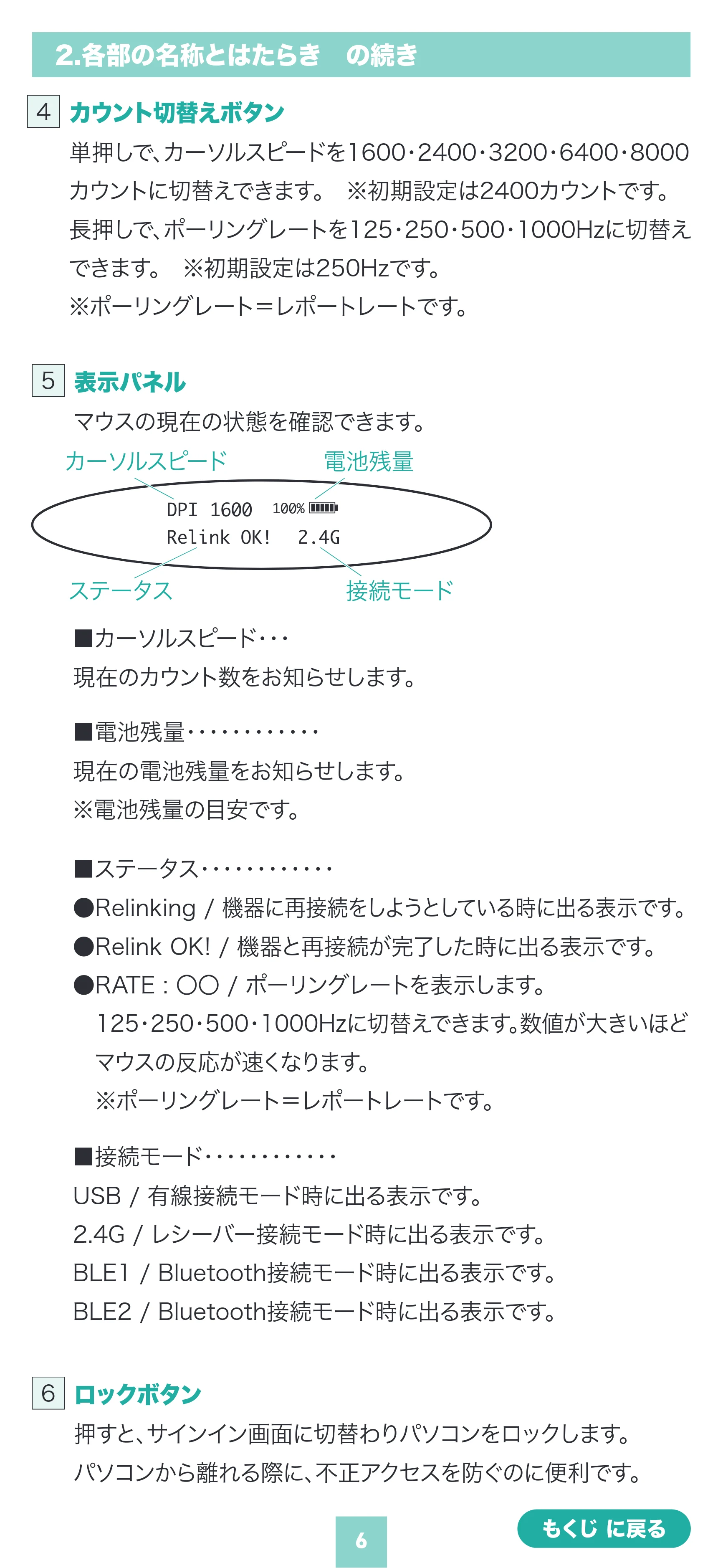 サンワサプライ 400-MAWBS237BK 取扱説明書 — 原本ページ — 6ページ