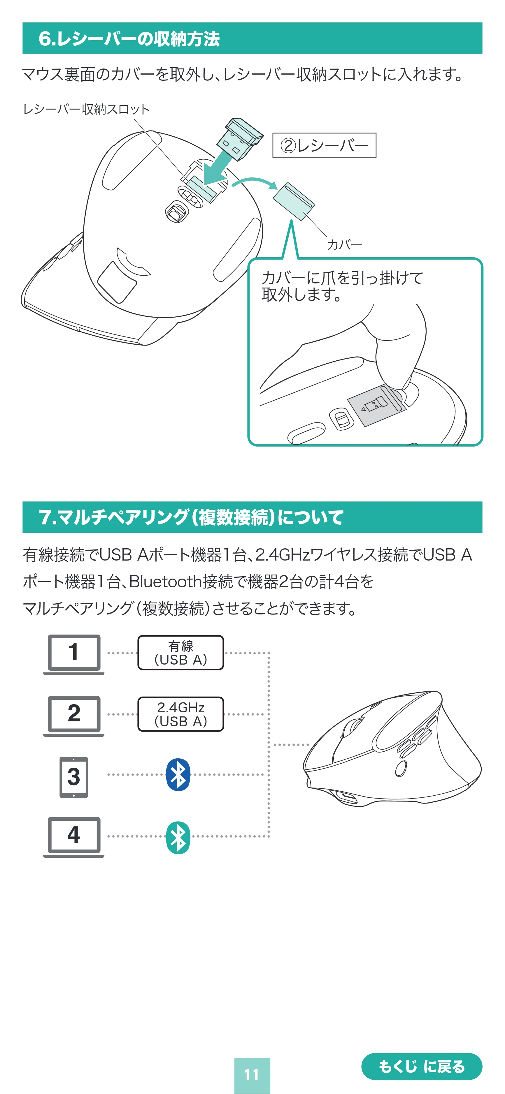 サンワサプライ 400-MAWBS237BK 取扱説明書 — 1 有線 (USB A) — 原本ページ — 11ページ