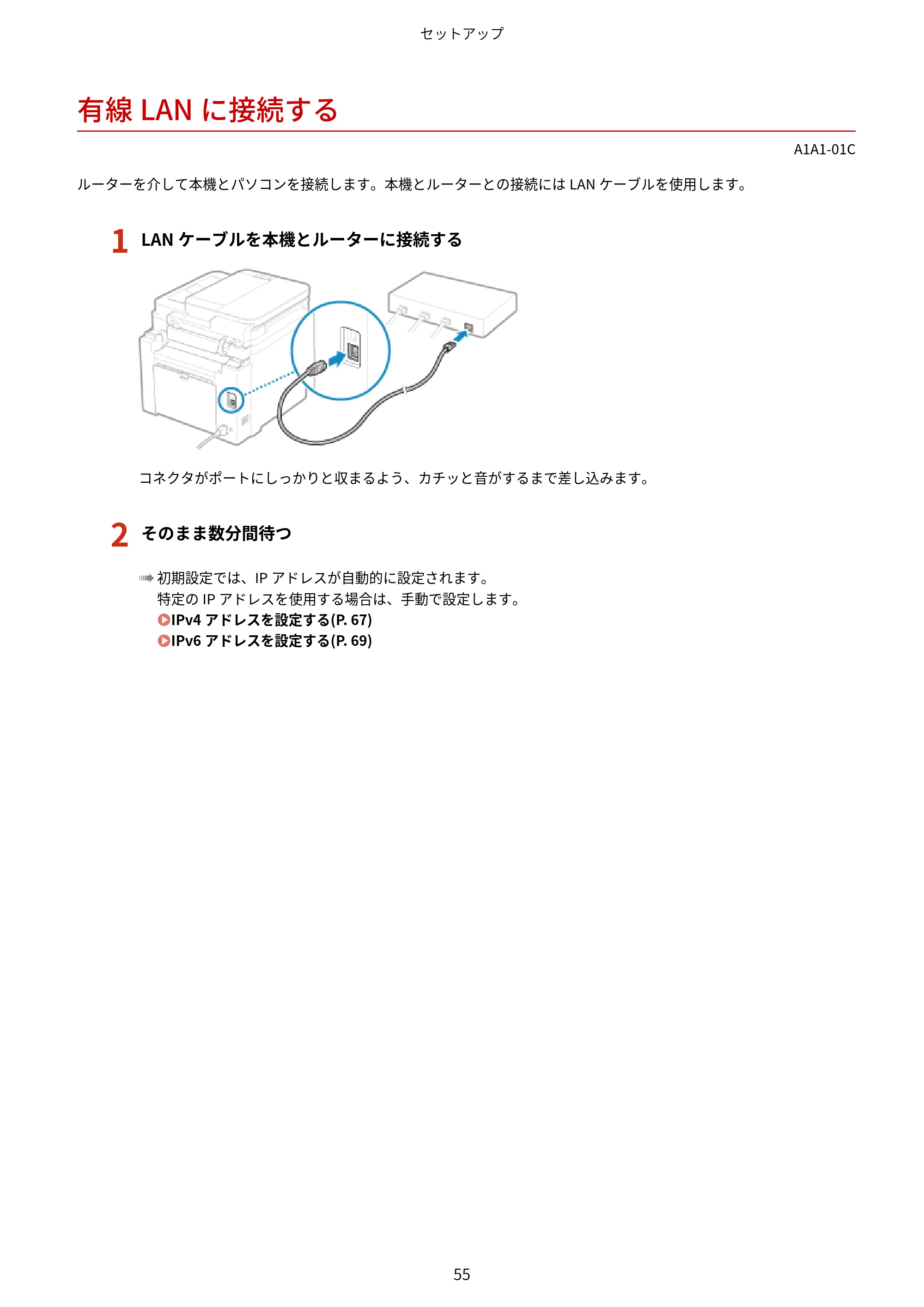 キヤノン MF289dw・MF288dw・MF286dn ユーザーズガイド 2026年6月25日更新（PDF：4.34MB） — 有線LANに接続する — 原本ページ — 64ページ