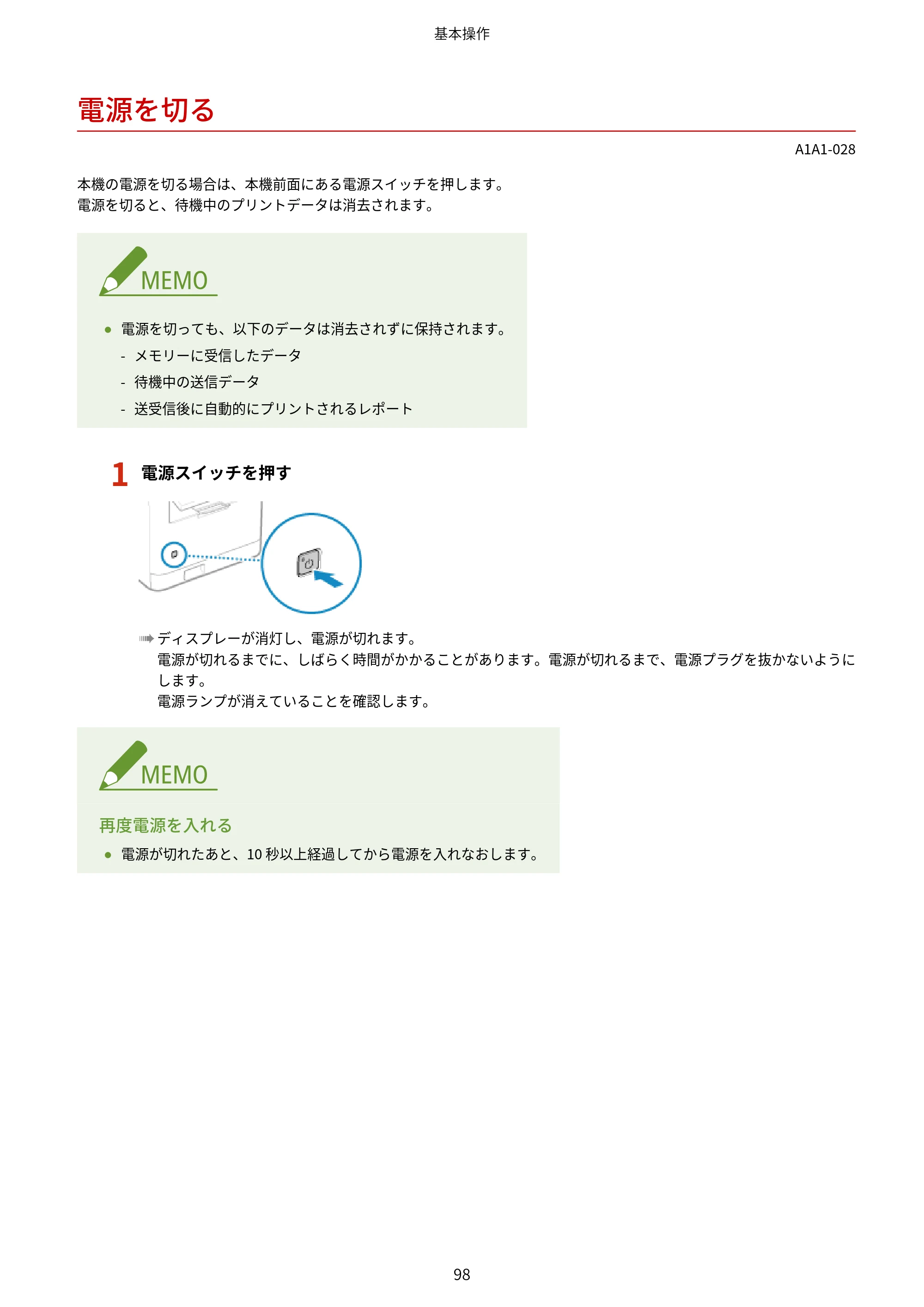 キヤノン MF289dw・MF288dw・MF286dn ユーザーズガイド 2026年6月25日更新（PDF：4.34MB） — 電源を切る — 原本ページ — 107ページ