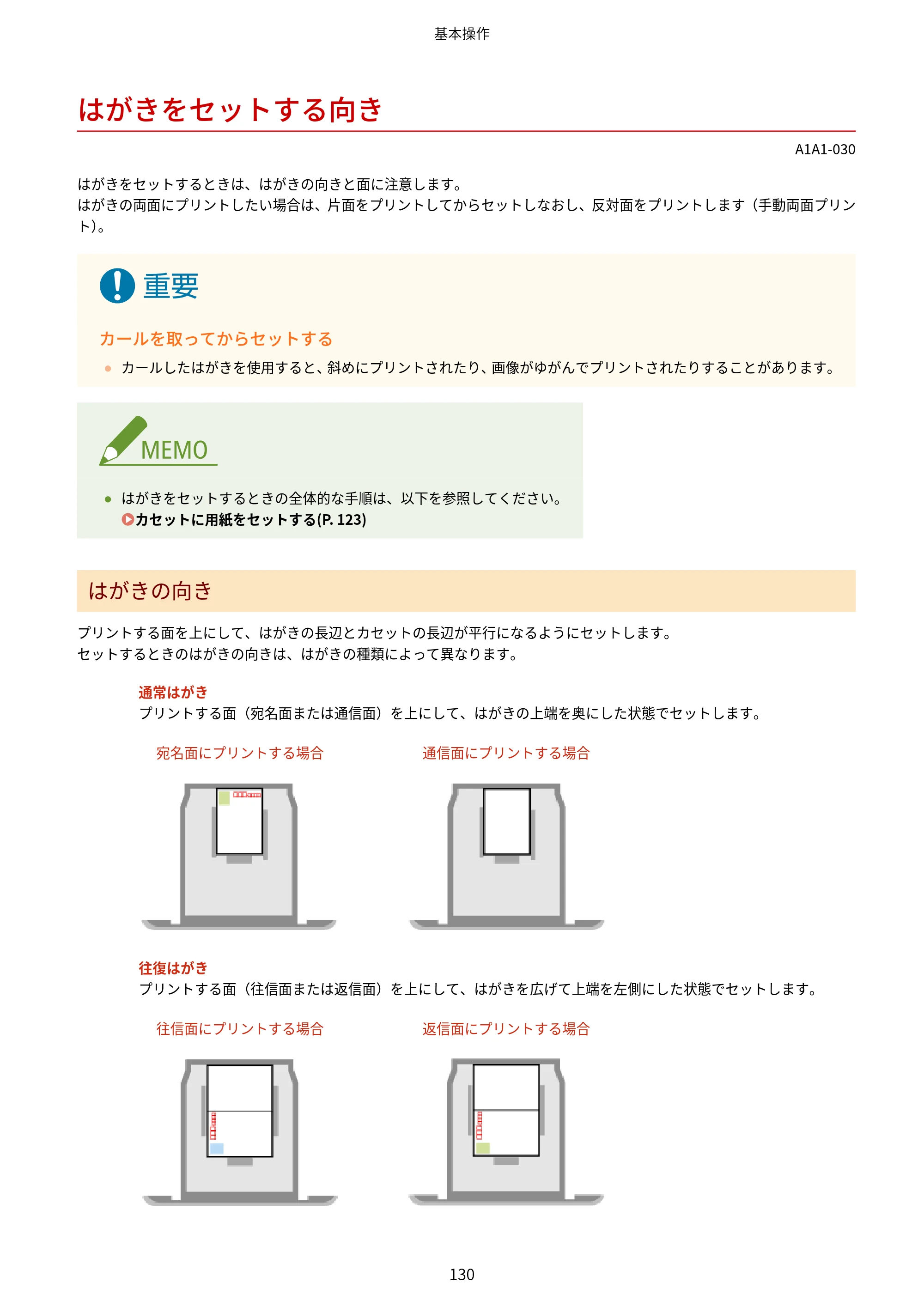 キヤノン MF289dw・MF288dw・MF286dn ユーザーズガイド 2026年6月25日更新（PDF：4.34MB） — はがきをセットする向き — 原本ページ — 139ページ