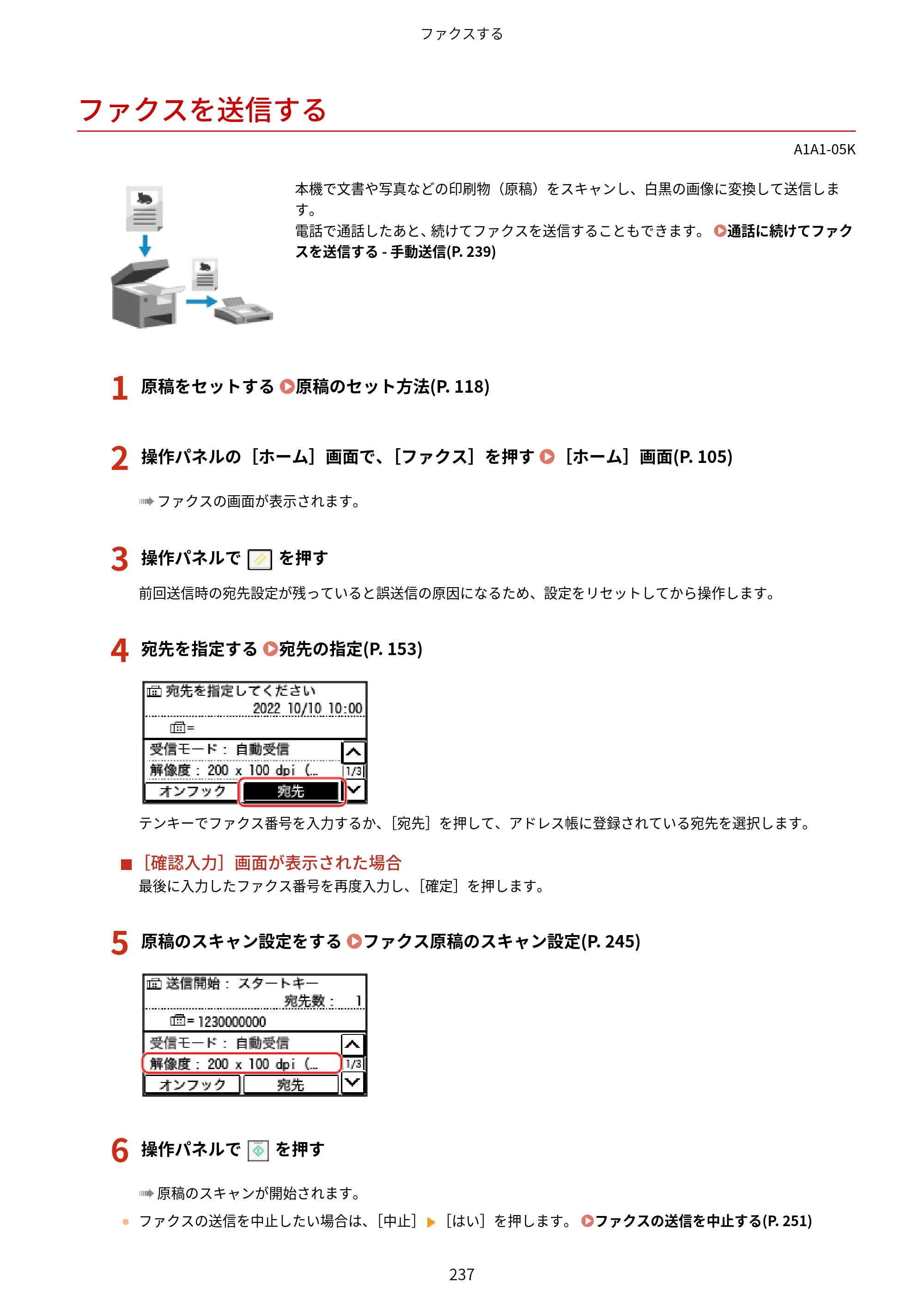 キヤノン MF289dw・MF288dw・MF286dn ユーザーズガイド 2026年6月25日更新（PDF：4.34MB） — ファクスを送信する — 原本ページ — 246ページ