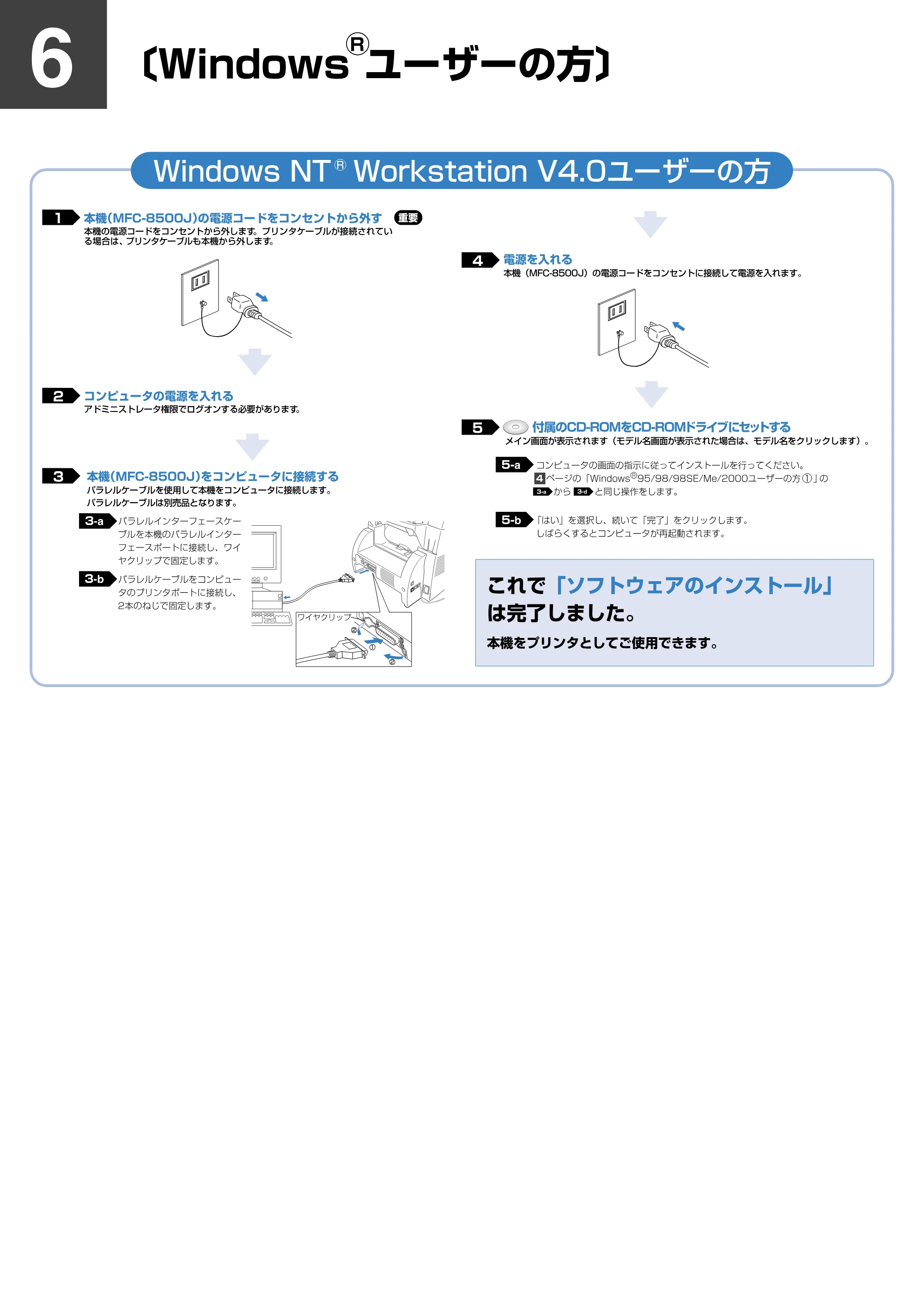 ブラザー MFC-8500J かんたん設置ガイド — 原本ページ — 6ページ