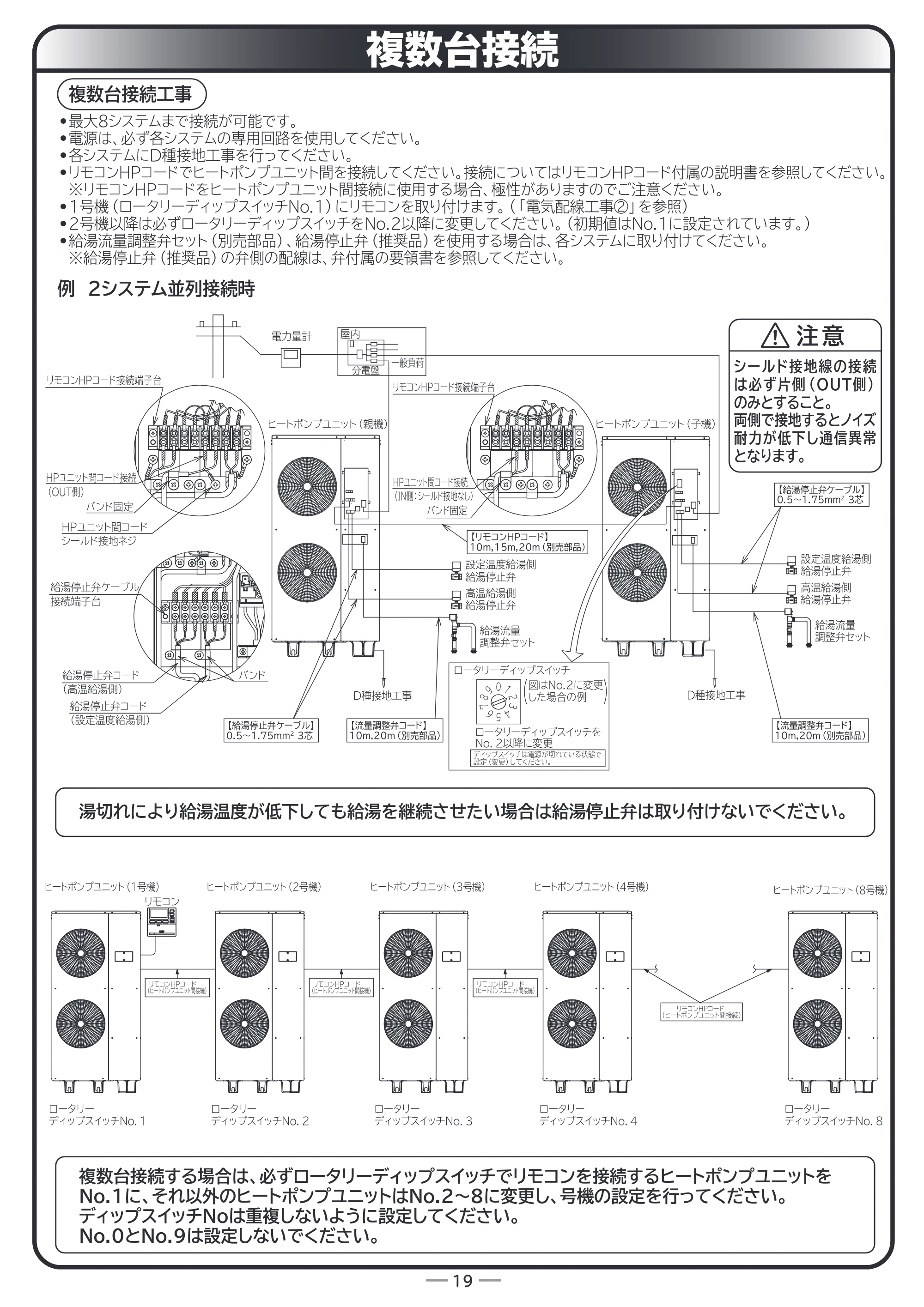 日立 RHK-15ED / RHK-15EDK 据付説明書 — 複数台接続 — 原本ページ — 19ページ