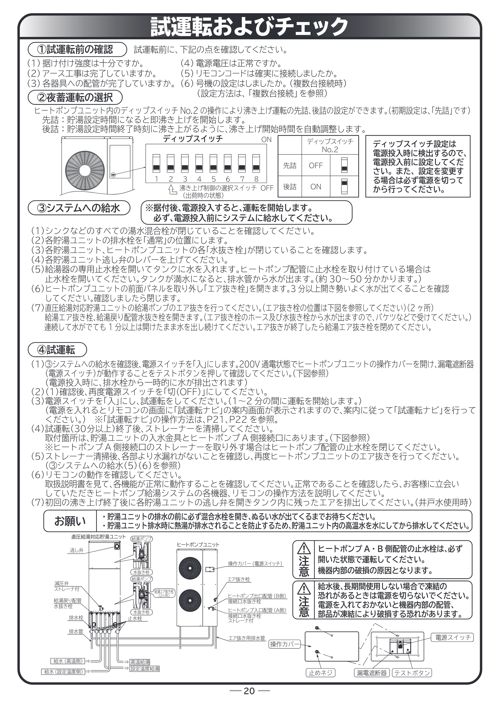 日立 RHK-15ED / RHK-15EDK 据付説明書 — 試運転およびチェック — 原本ページ — 20ページ