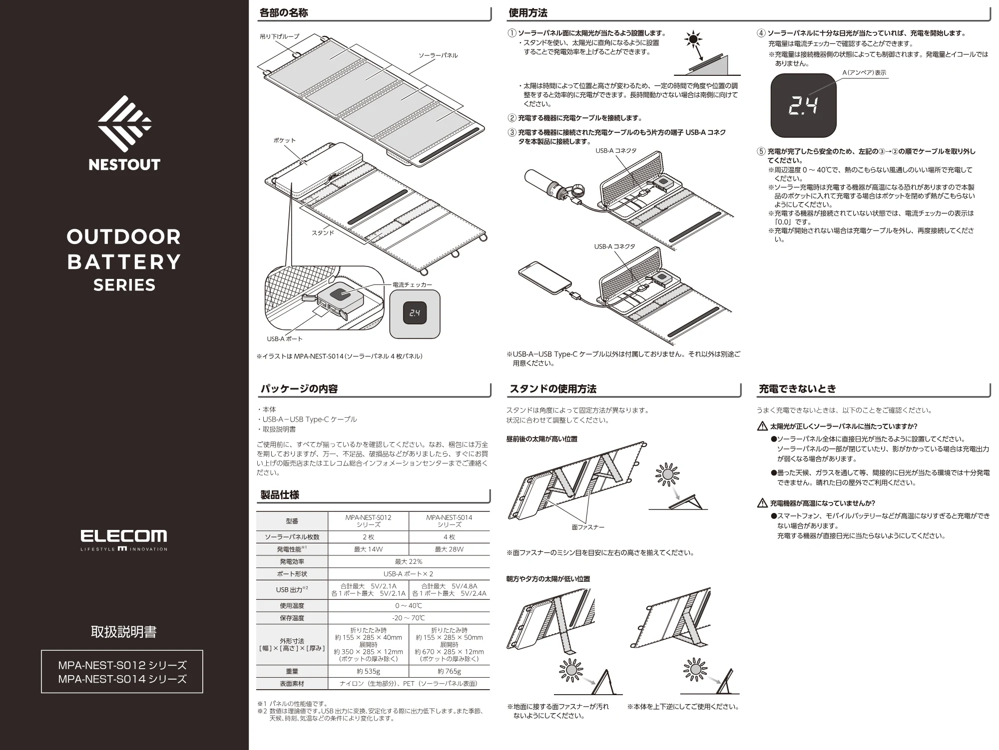 エレコム MPA-NEST-S012OV / MPA-NEST-S014OV 取扱説明書 — SS、 A USB-A コネクタ Nsの — 原本ページ — 1ページ