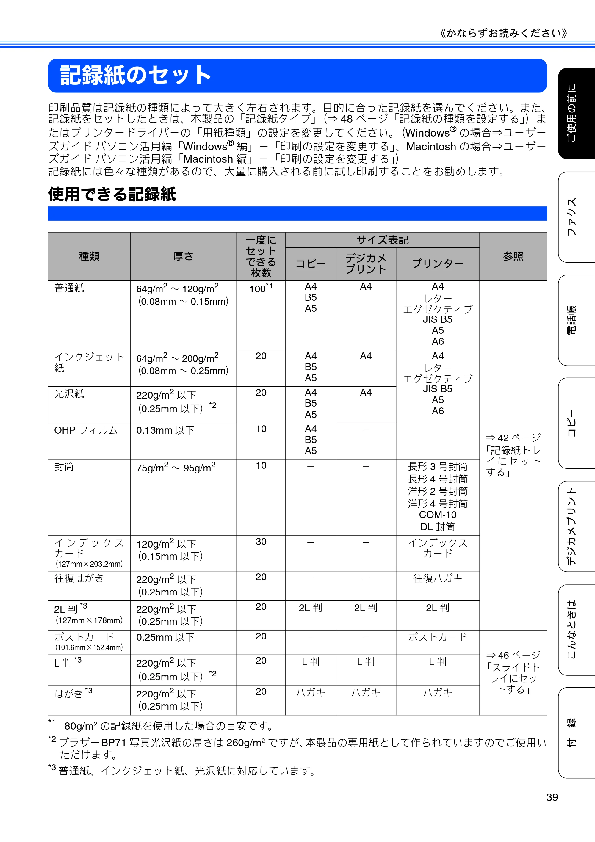 ブラザー MFC-J840N ユーザーズガイド ～基本編～ — 記録紙のセット — 原本ページ — 41ページ