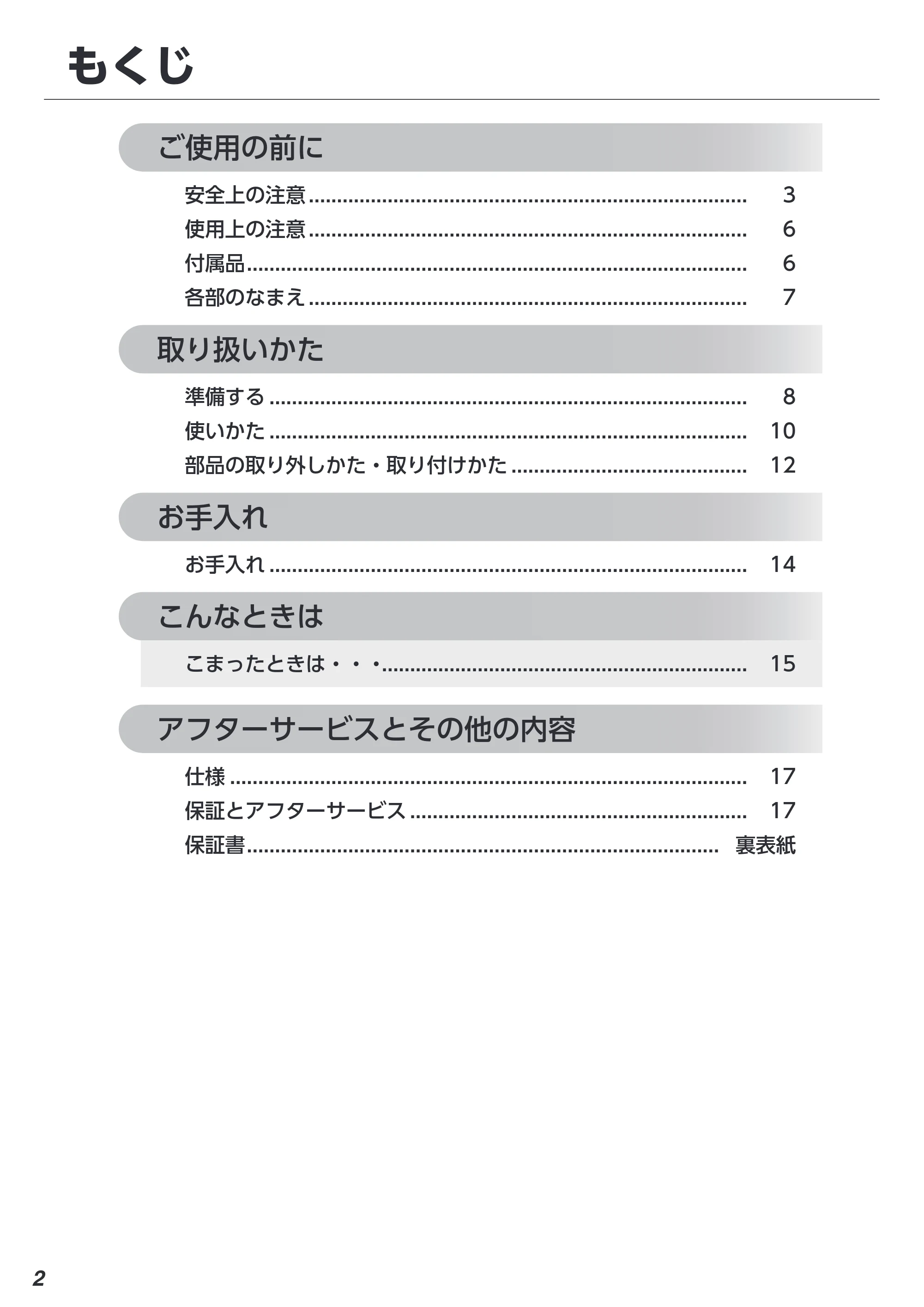 アイリスオーヤマ IUSN-12B 取扱説明書 — もくじ — 原本ページ — 2ページ