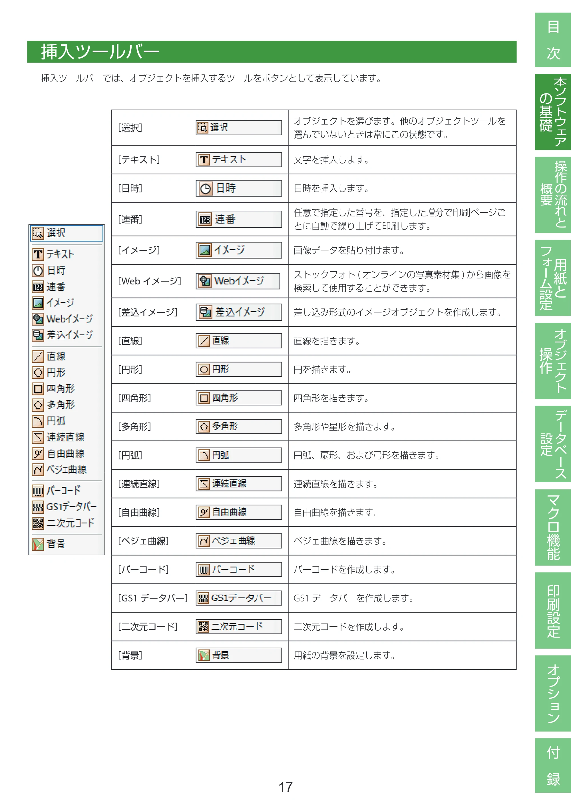 キヤノン LabelCreate SE V2 LabelCreate SE V2 ユーザーズガイド 2026年5月1日掲載（PDF：14.2MB） — 挿入ツールバー — 原本ページ — 27ページ