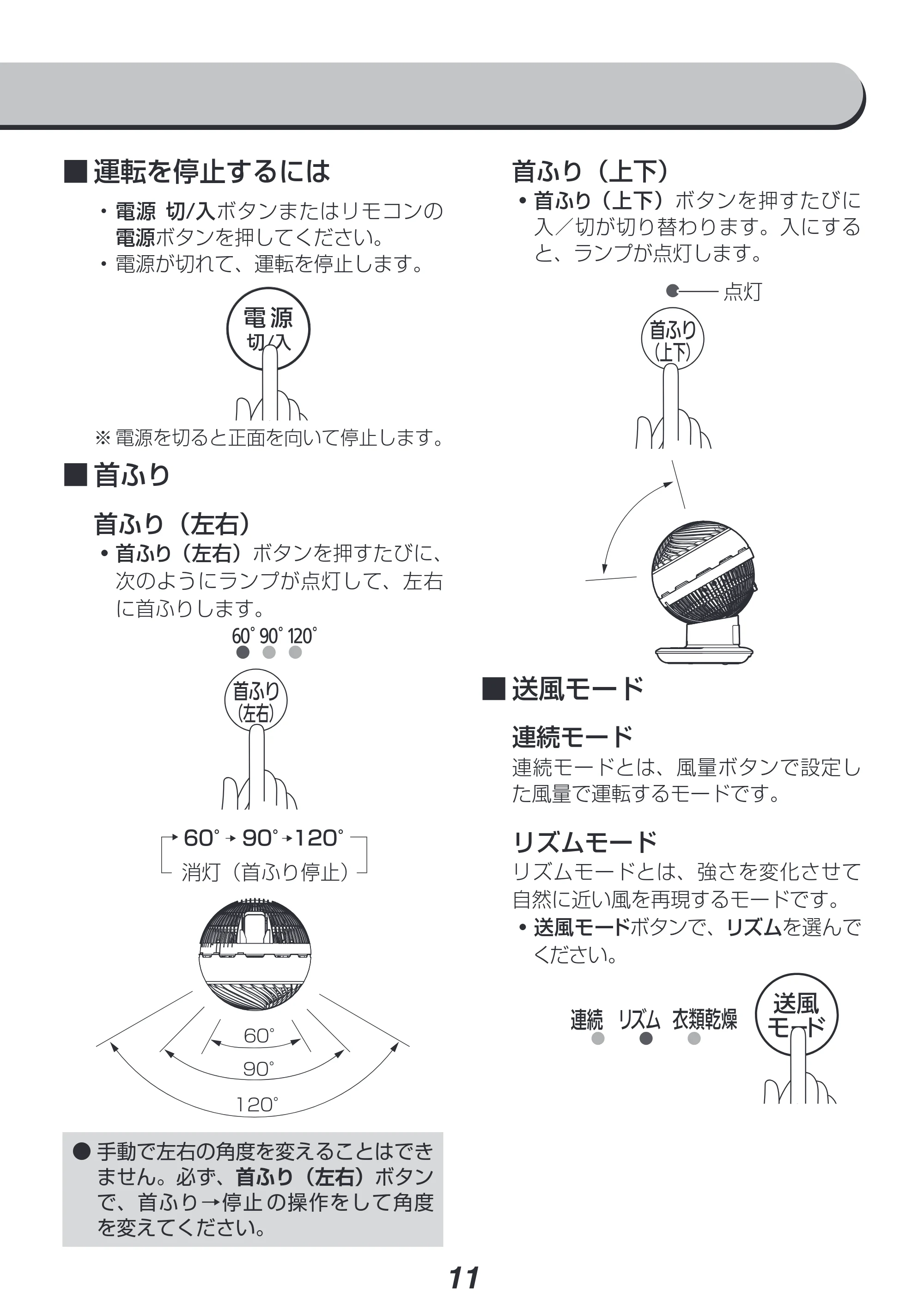 アイリスオーヤマ PCF-SDC152TK 取扱説明書 — ■運転を停止するには — 原本ページ — 11ページ