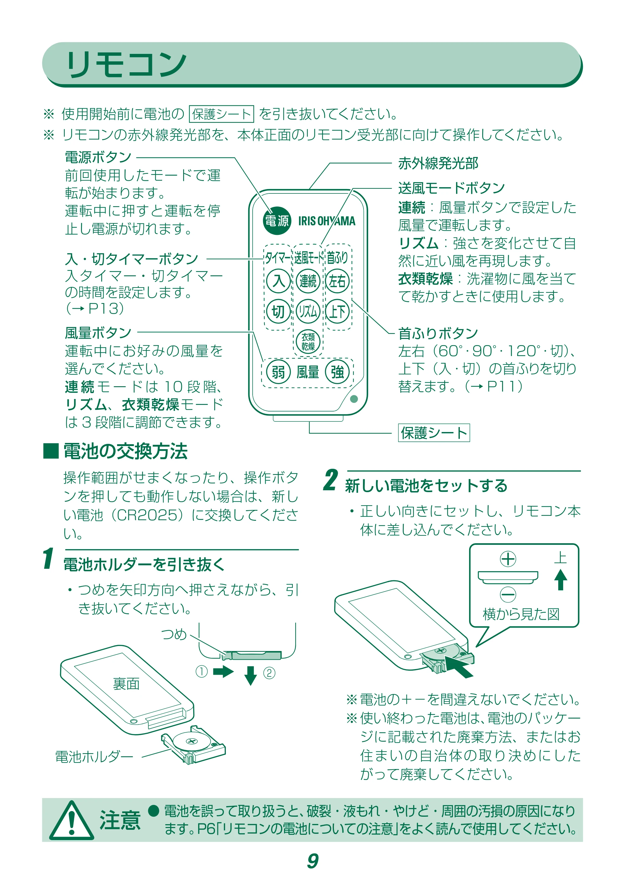 アイリスオーヤマ DCJET15 / KCF-SDCC152T 取扱説明書 — 原本ページ — 9ページ
