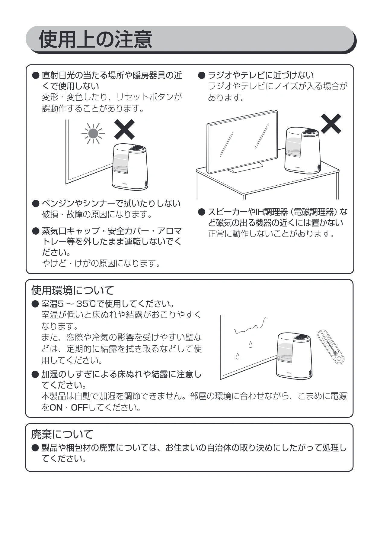 アイリスオーヤマ SHM-260R1 取扱説明書 — 使用上の注意 — 図版 7-1 — 7ページ