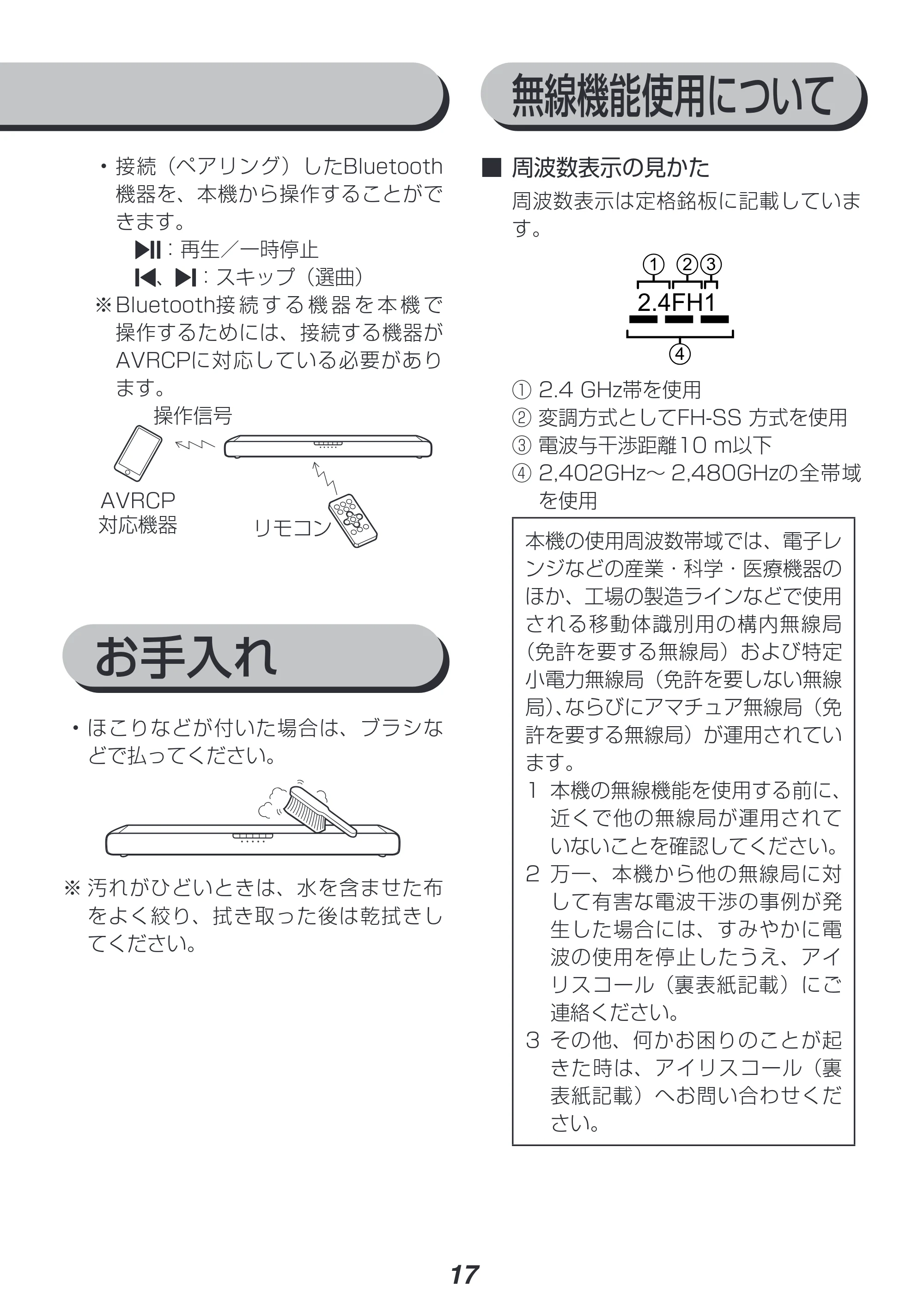 アイリスオーヤマ HT-SB115 取扱説明書 — 原本ページ — 17ページ