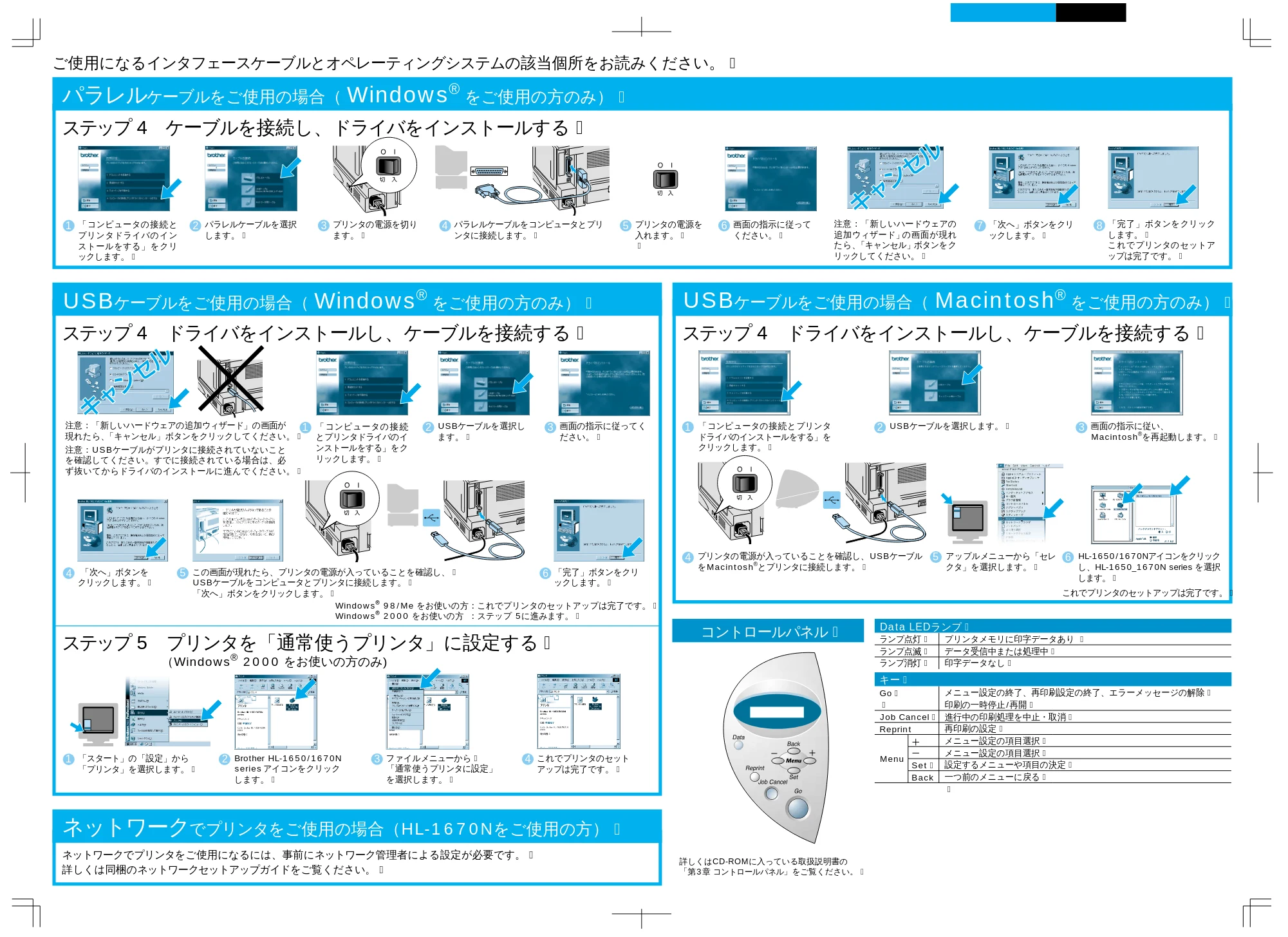 ブラザー HL-1650 / HL-1670N かんたん設置ガイド — 原本ページ — 2ページ