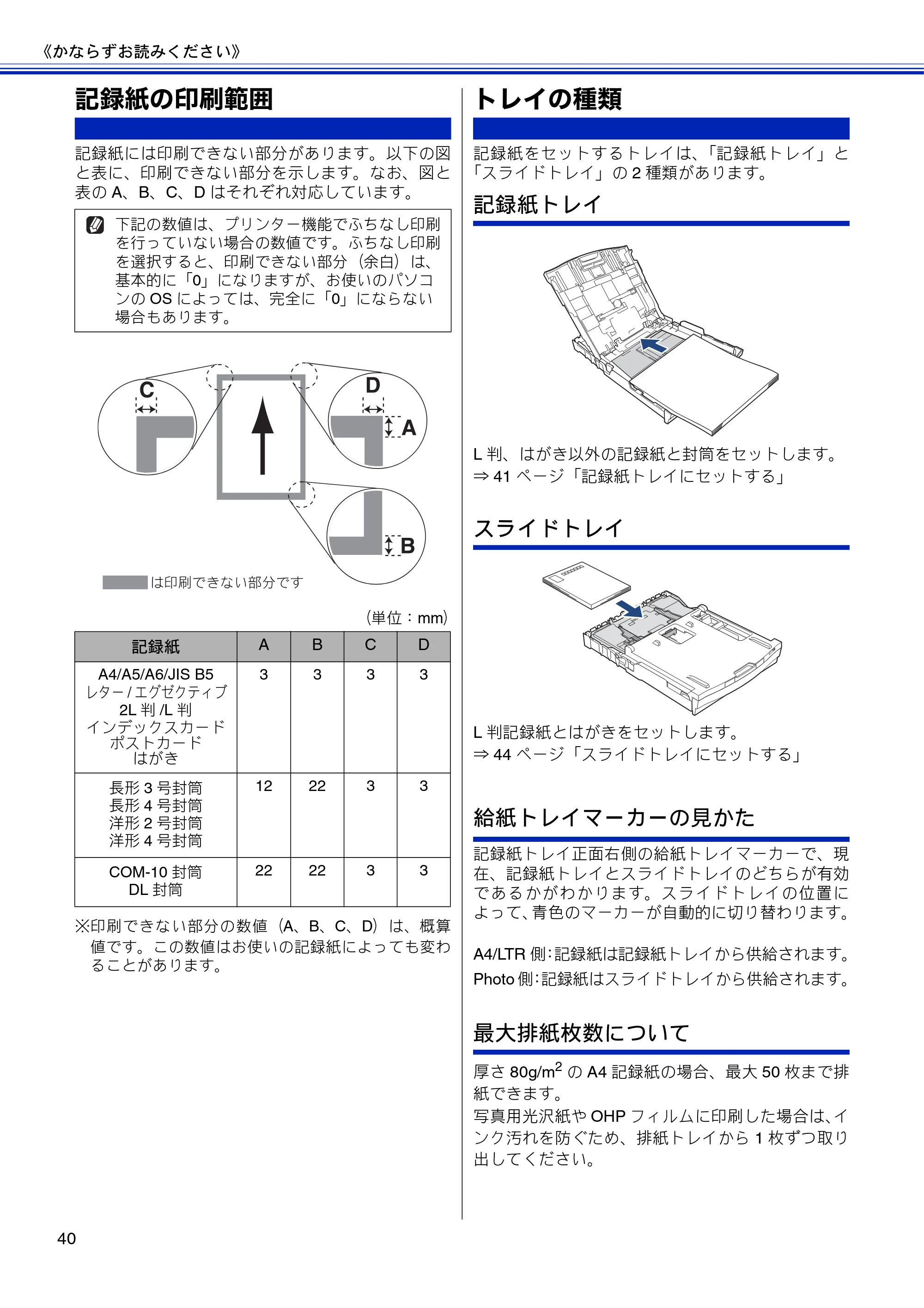 ブラザー MFC-J810DN/ MFC-J810DWN / MFC-J860DN/ MFC-J860DWN ユーザーズガイド ～基本編～ — 記録紙の印刷範囲 — 原本ページ — 42ページ