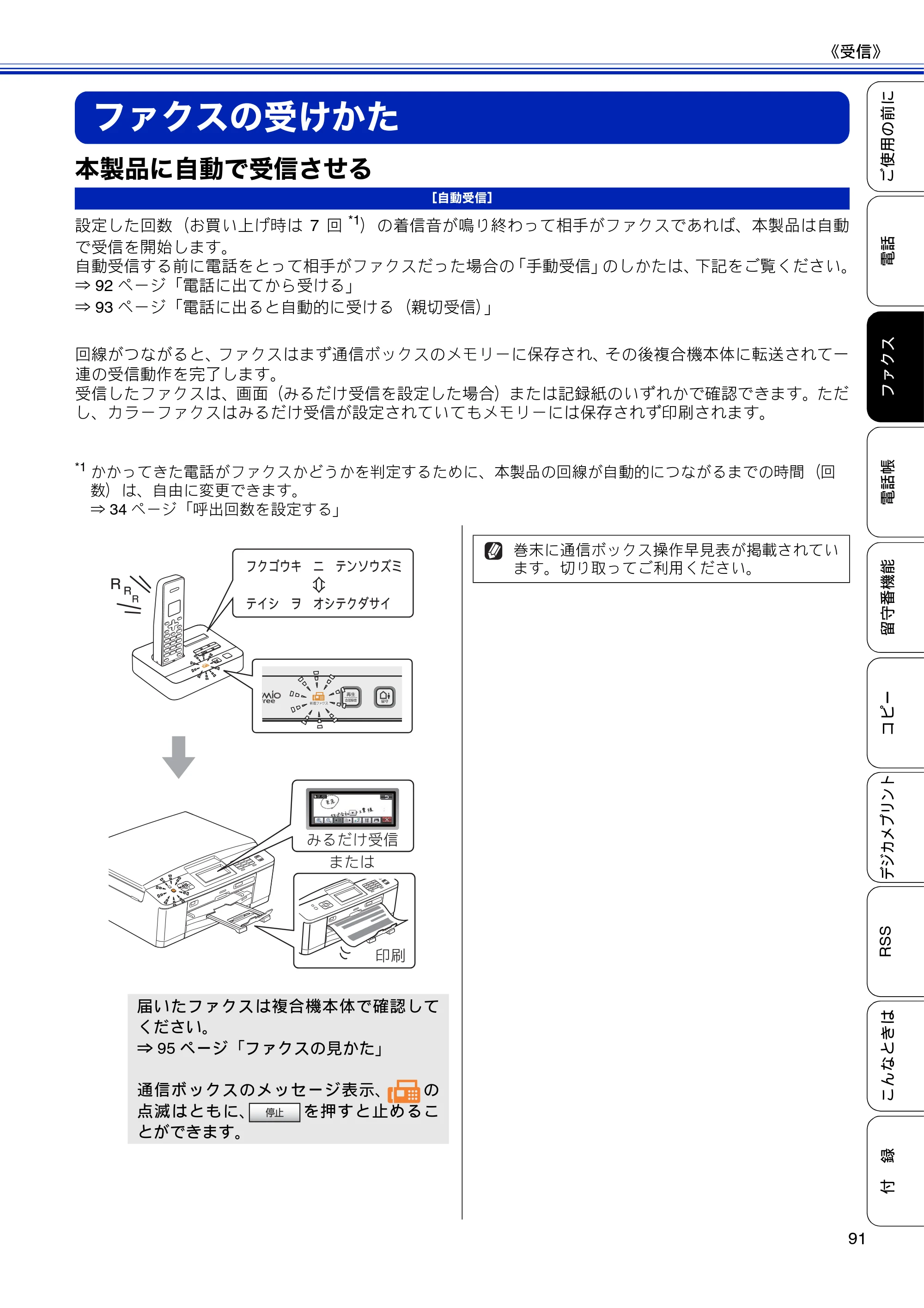 ブラザー MFC-J810DN/ MFC-J810DWN / MFC-J860DN/ MFC-J860DWN ユーザーズガイド ～基本編～ — ファクスの受けかた — 原本ページ — 93ページ