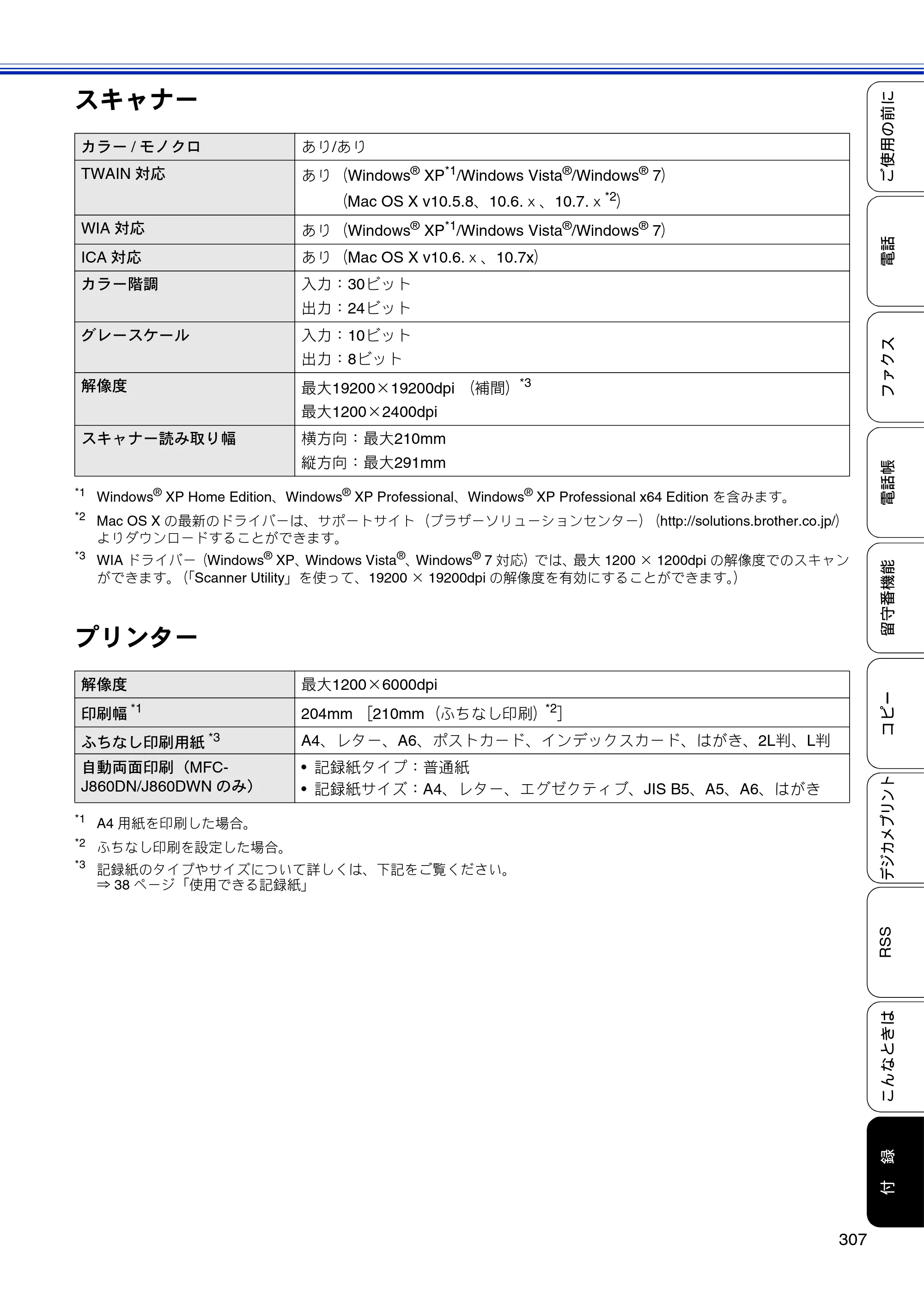 ブラザー MFC-J810DN/ MFC-J810DWN / MFC-J860DN/ MFC-J860DWN ユーザーズガイド ～基本編～ — 原本ページ — 309ページ