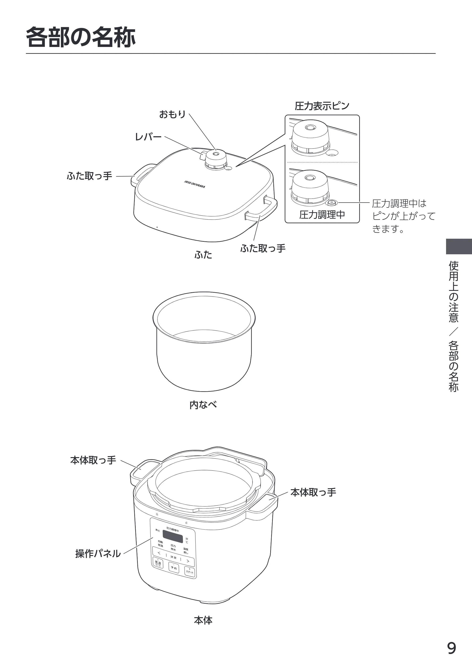 アイリスオーヤマ PMPC-REMA3 取扱説明書 — 原本ページ — 9ページ