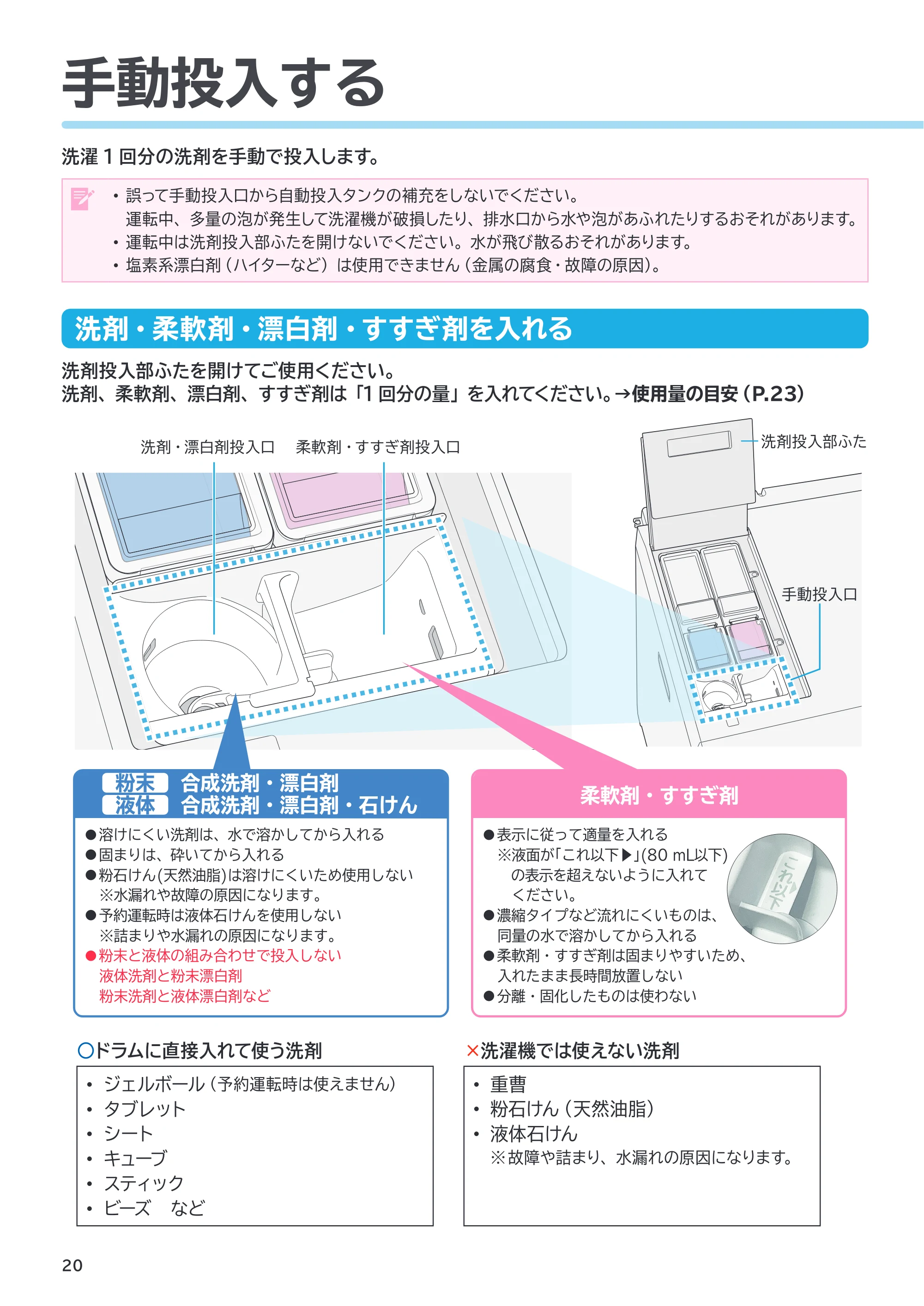 日立 BD-SVX120PL / BD-SVX120PR 取扱説明書 — 手動投入する — 原本ページ — 20ページ