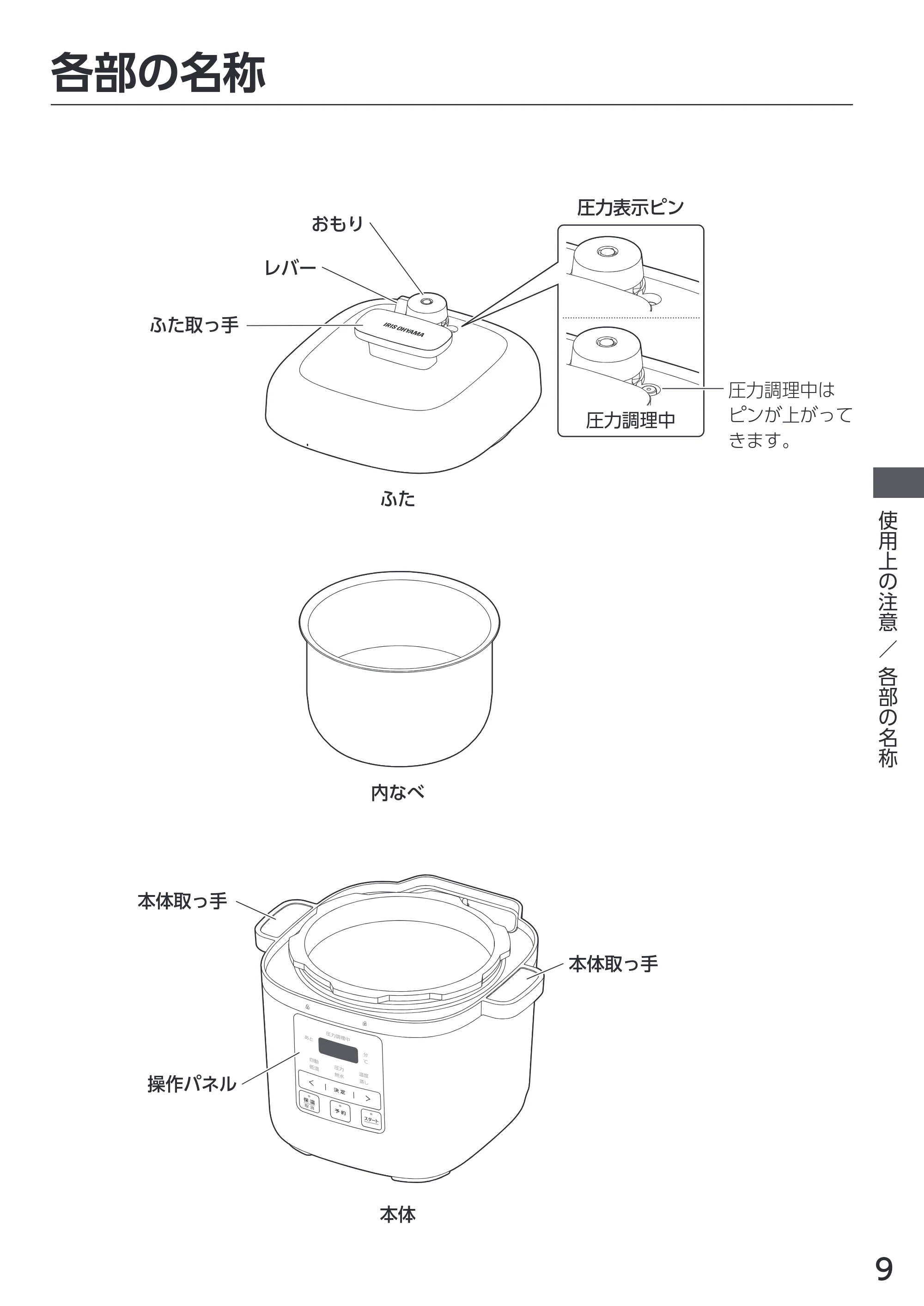 アイリスオーヤマ KPC-REMA3 取扱説明書 — 原本ページ — 9ページ