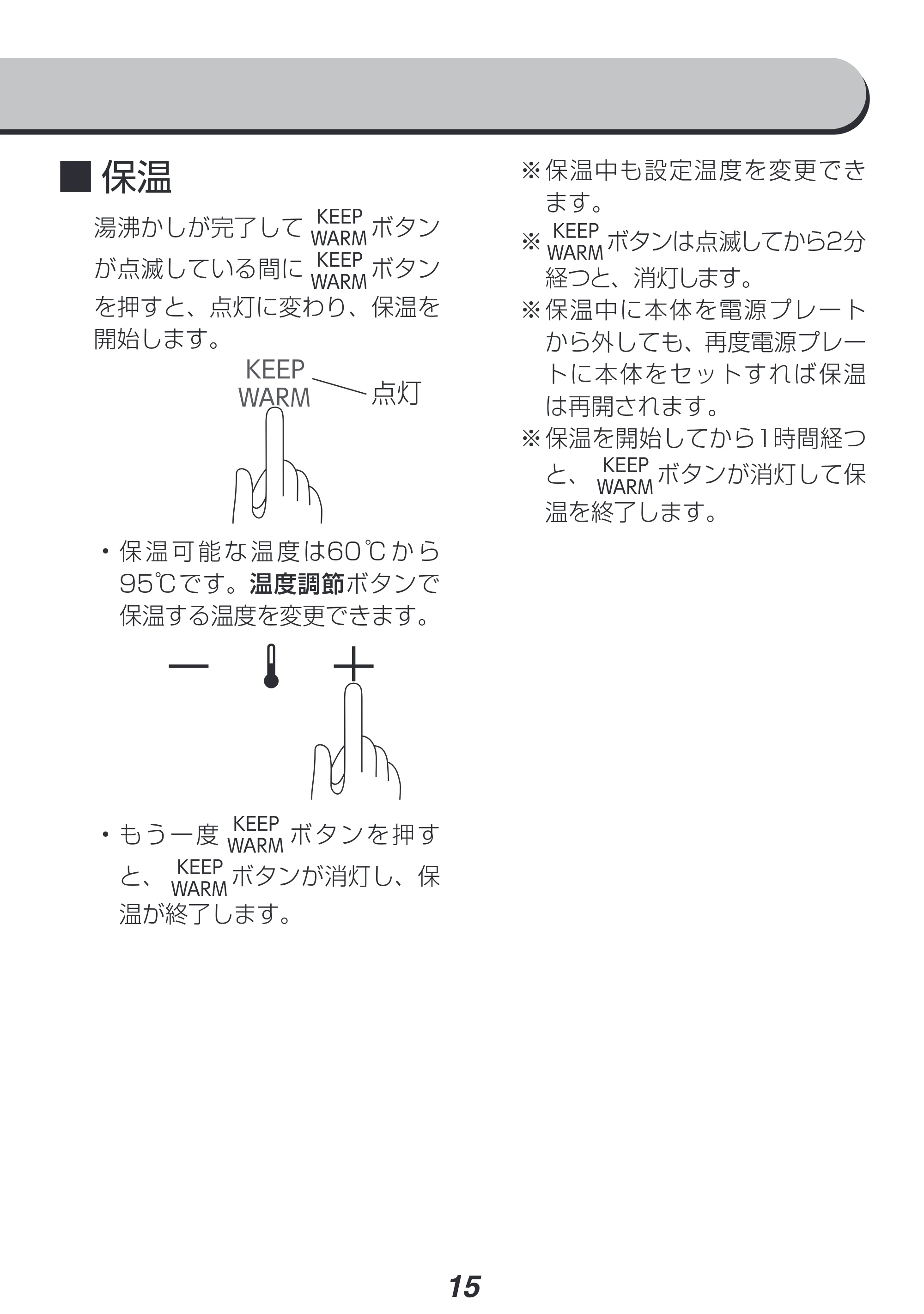 アイリスオーヤマ IKE-C601T-CW 取扱説明書 — 原本ページ — 15ページ