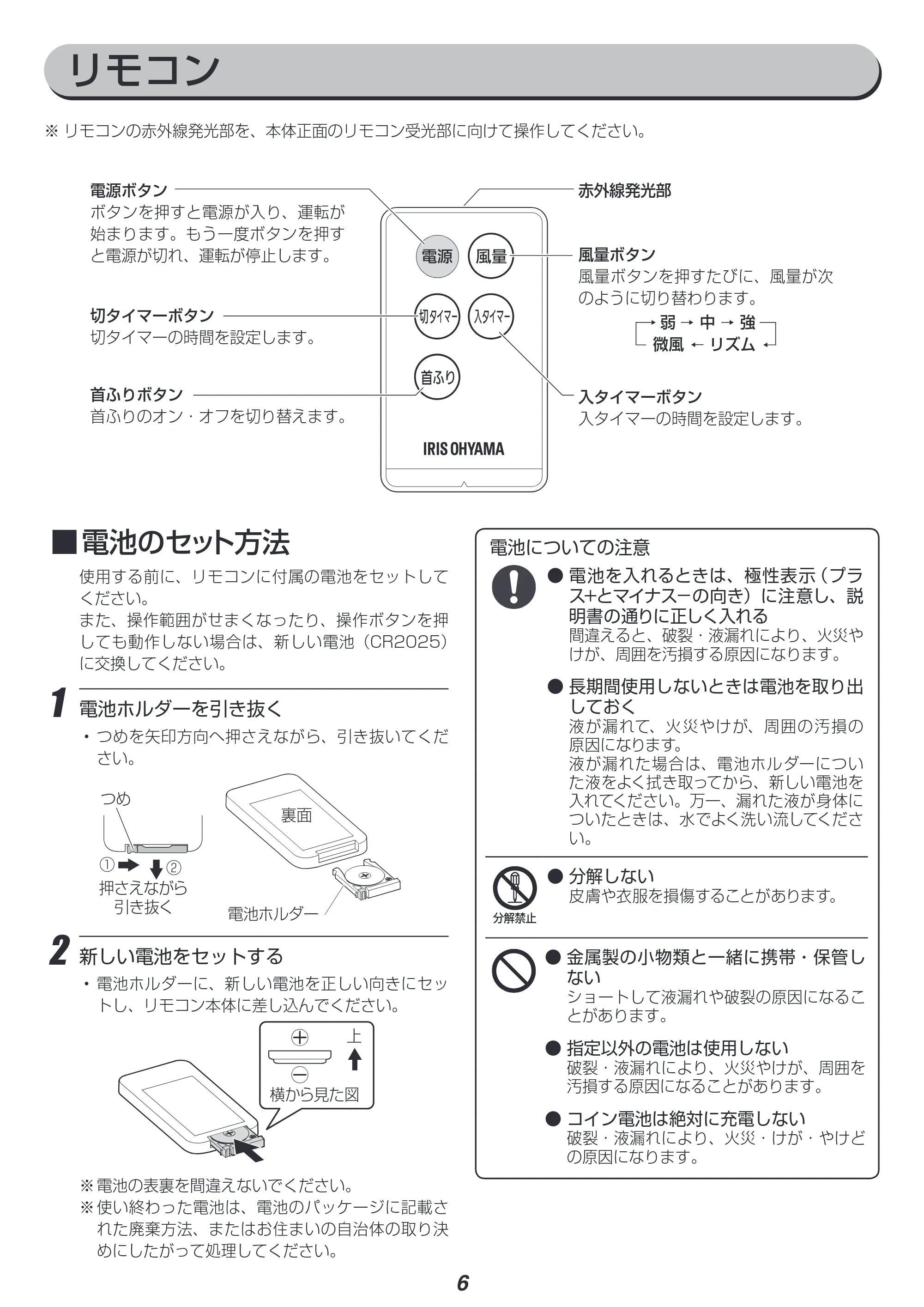 アイリスオーヤマ LFD-304L 取扱説明書 — 原本ページ — 6ページ
