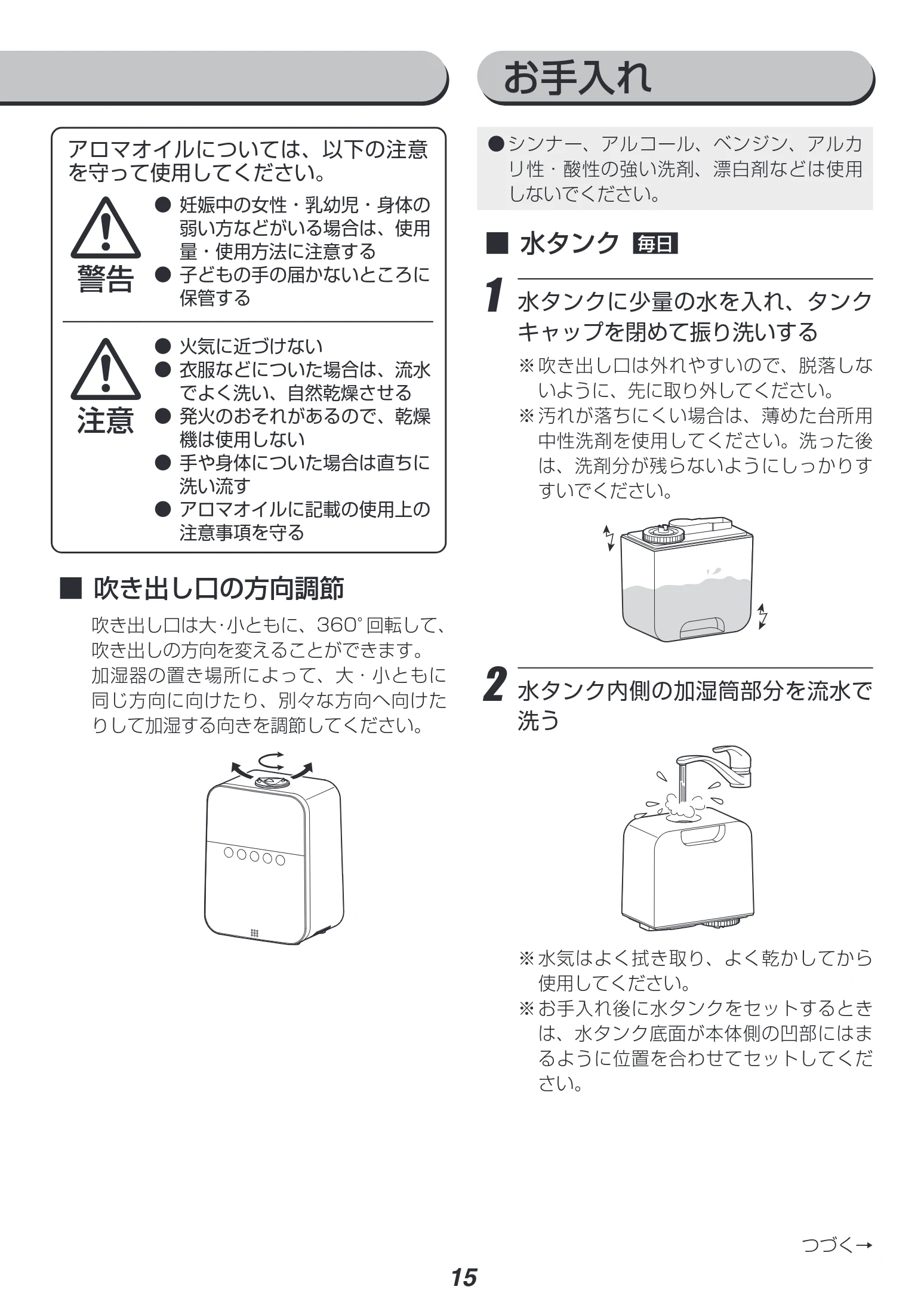 アイリスオーヤマ HDK-35 取扱説明書 — お手入れ — 図版 15-1 — 15ページ
