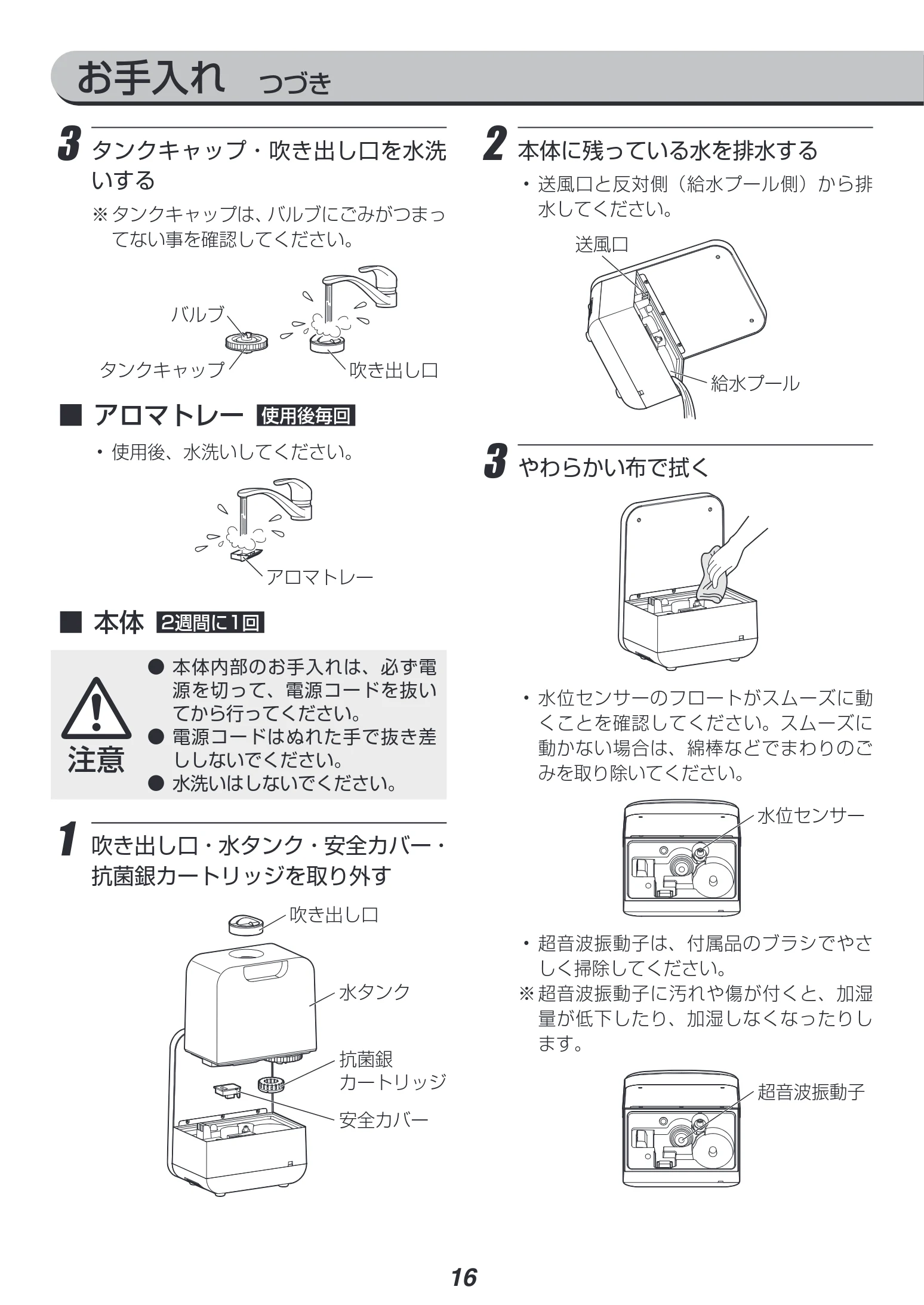 アイリスオーヤマ HDK-35 取扱説明書 — お手入れ つづき — 図版 16-1 — 16ページ