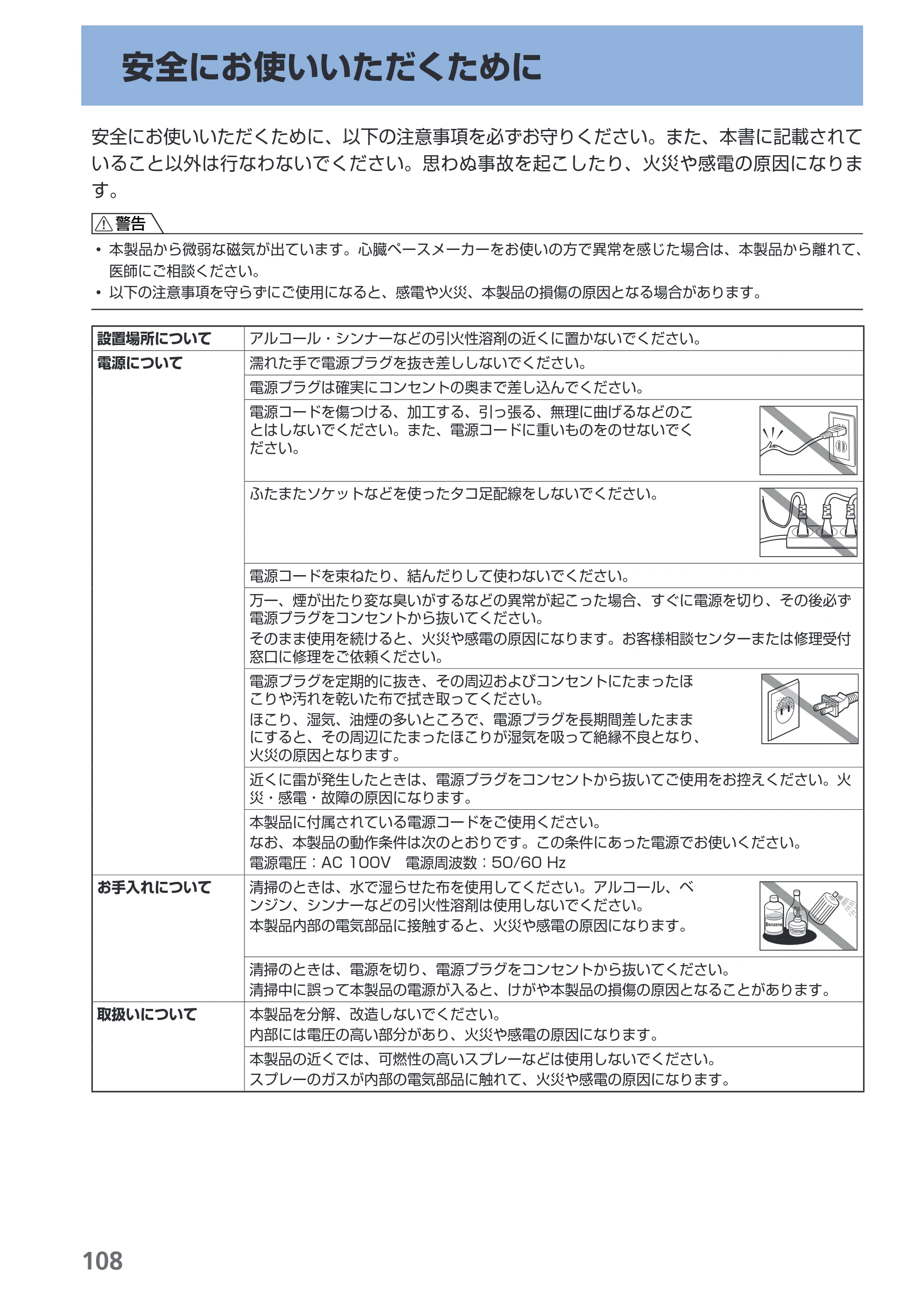 キヤノン PIXUS iP4600 らくらく操作ガイド （PDF形式／17.06Mバイト） — 安全にお使いいただくために — 原本ページ — 110ページ