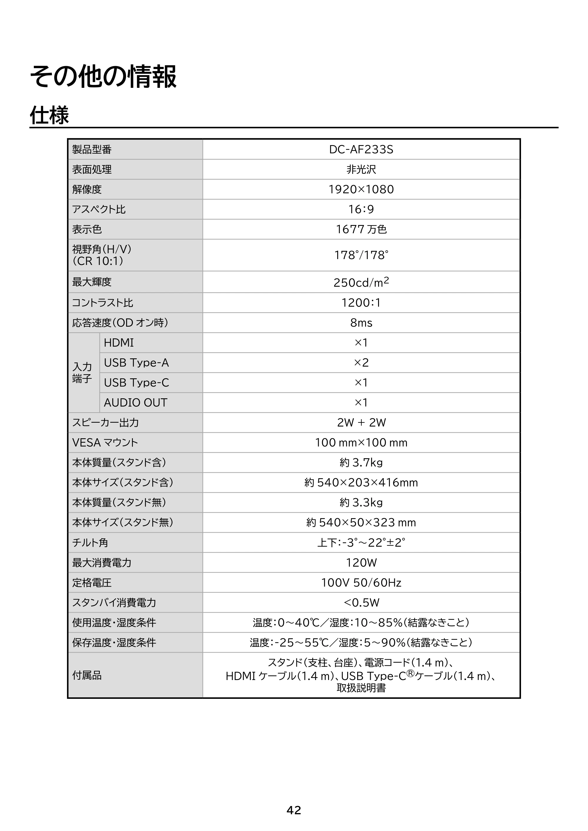 アイリスオーヤマ DC-AF233S 取扱説明書 — 原本ページ — 42ページ