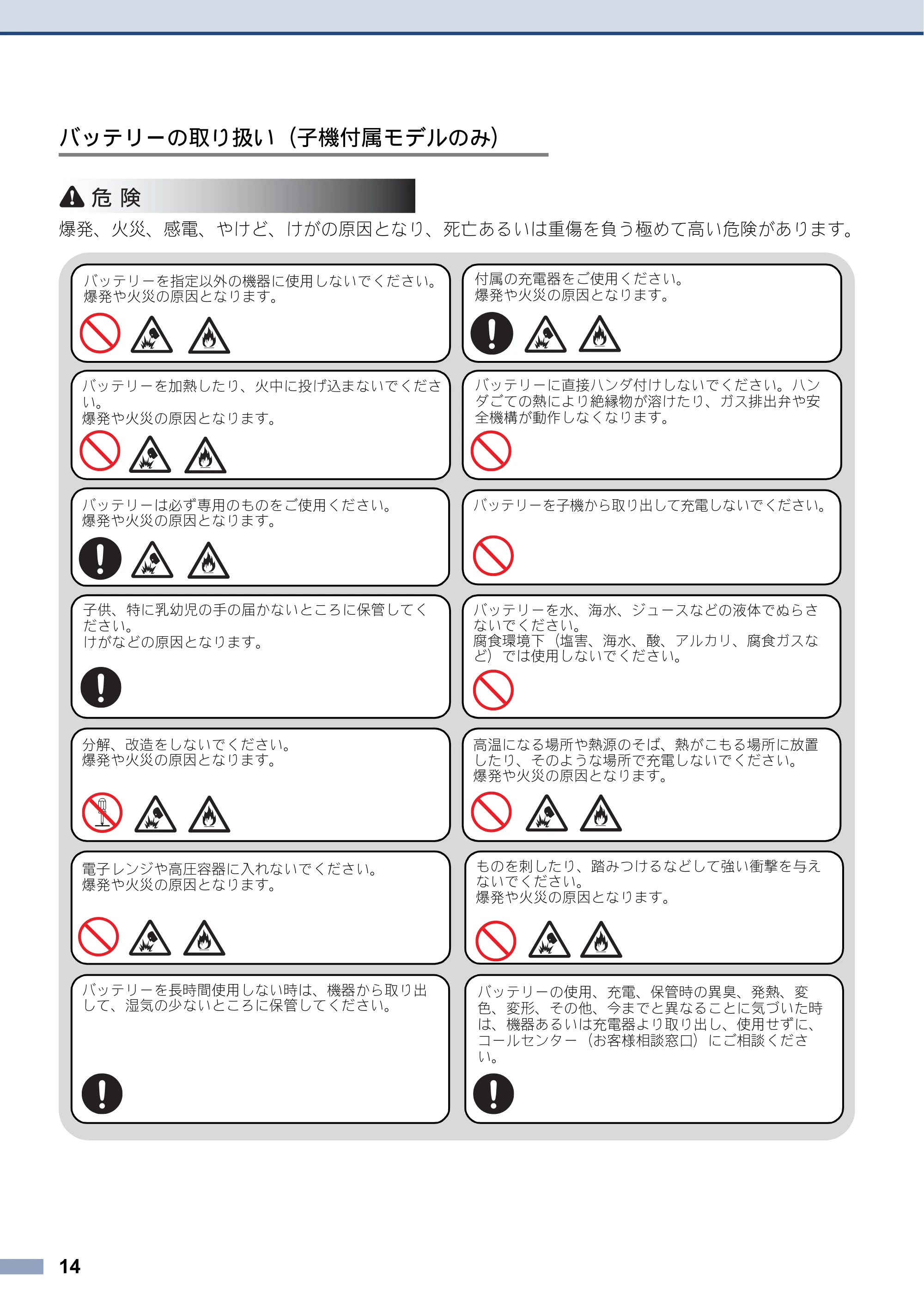 ブラザー DCP-J567N / DCP-J767N / DCP-J968N-B/W 安全にお使いいただくために — 原本ページ — 14ページ